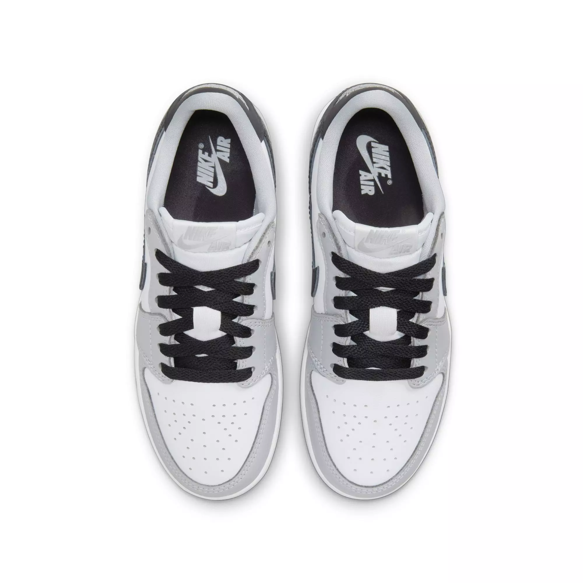 Jordan 1 Low OG "Wolf Grey" Grade School Kids' Shoe - WHITE/BLACK/WOLF GREY