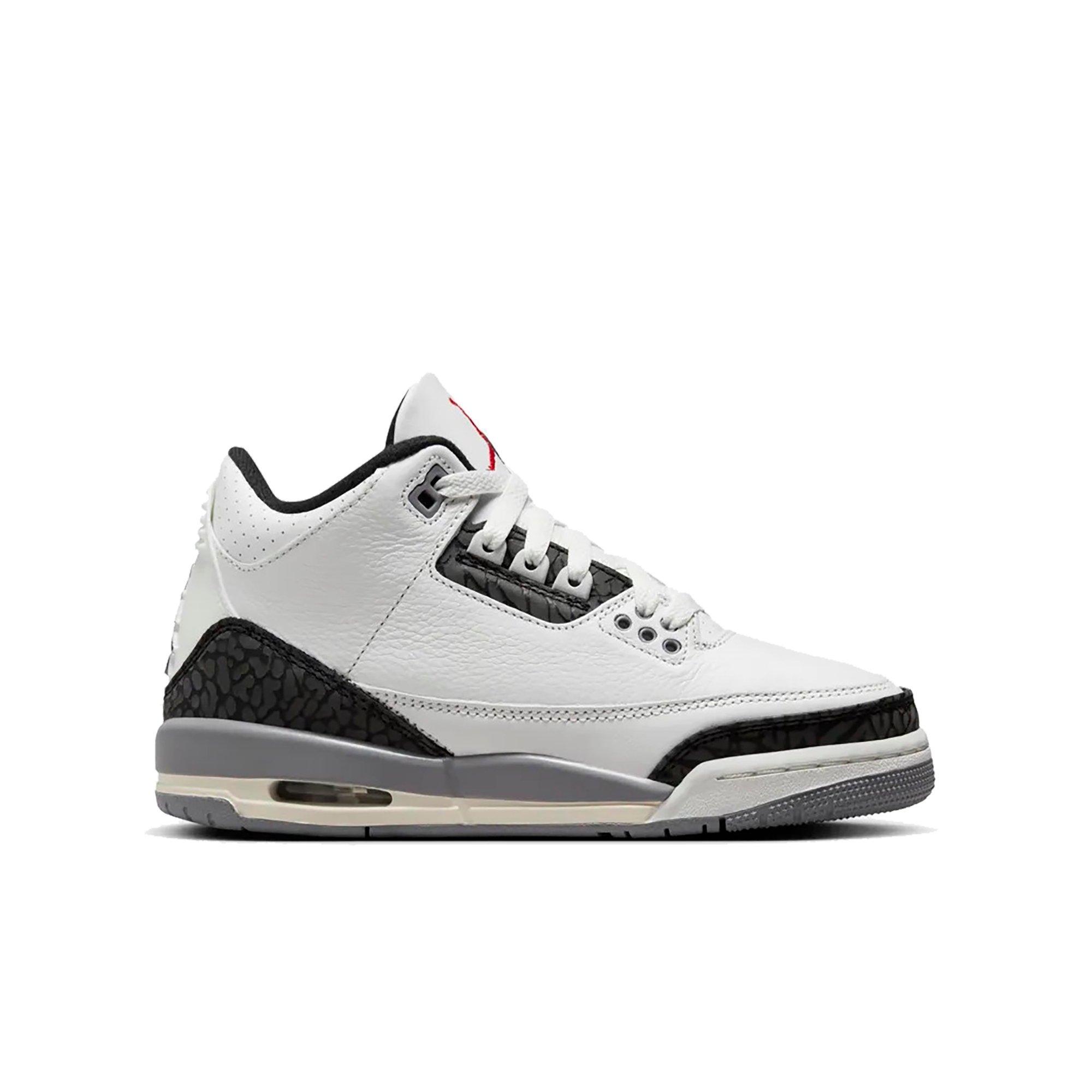 Jordan 3 Retro "Cement Grey" Grade School Kids' Shoe - SUMMIT WHITE/FIRE RED/CEMENT GREY