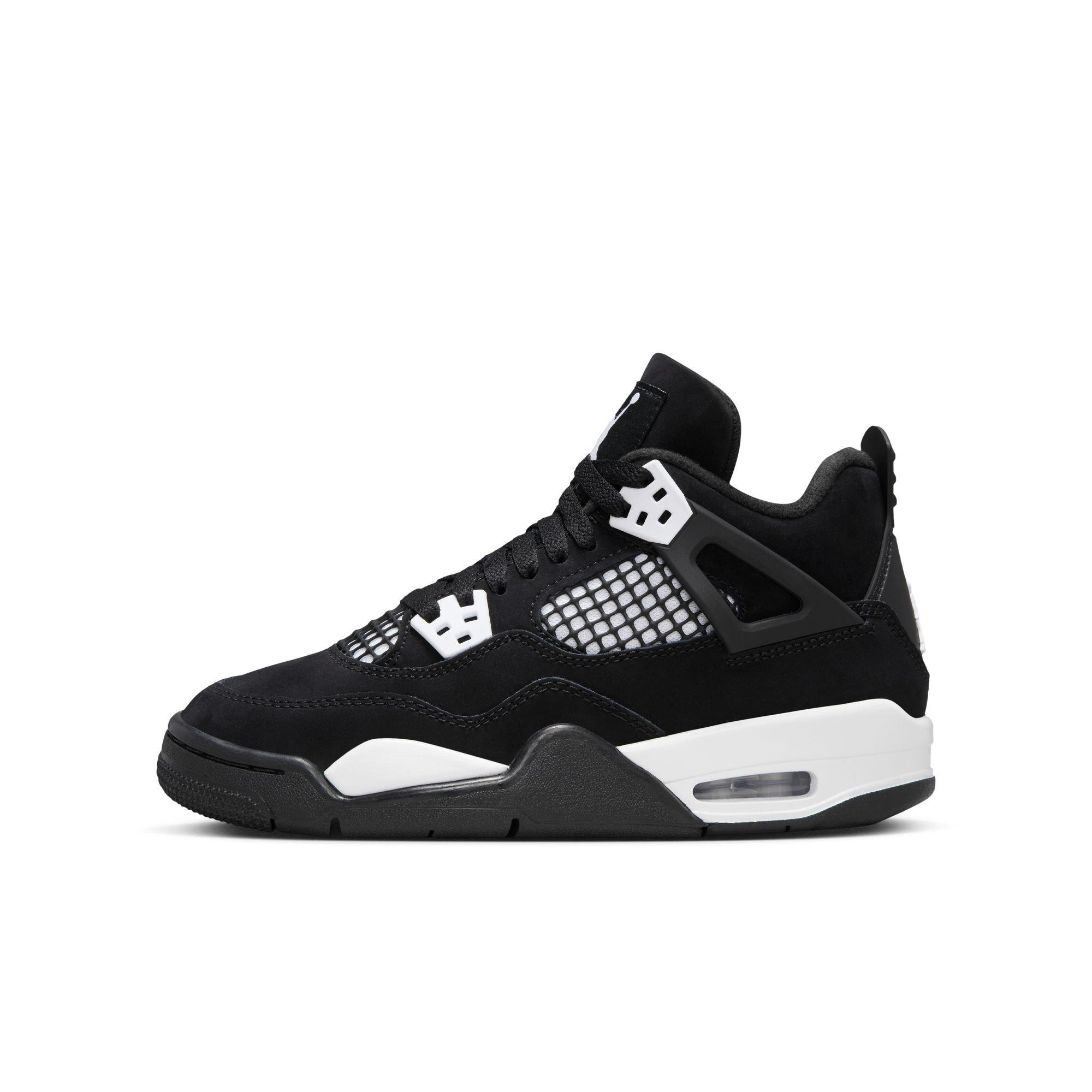 Jordan 4 Retro "White Thunder" Grade School Kids' Shoe - BLACK/WHITE Thumbnail View 6