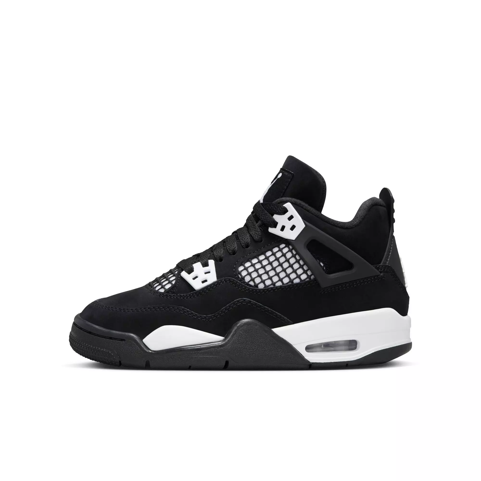 Jordan 4 Retro "White Thunder" Grade School Kids' Shoe - BLACK/WHITE