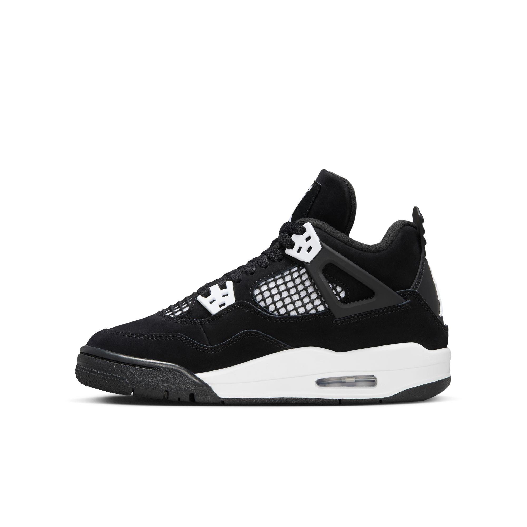 Jordan 4 Retro "White Thunder" Grade School Kids' Shoe - BLACK/WHITE Thumbnail View 7