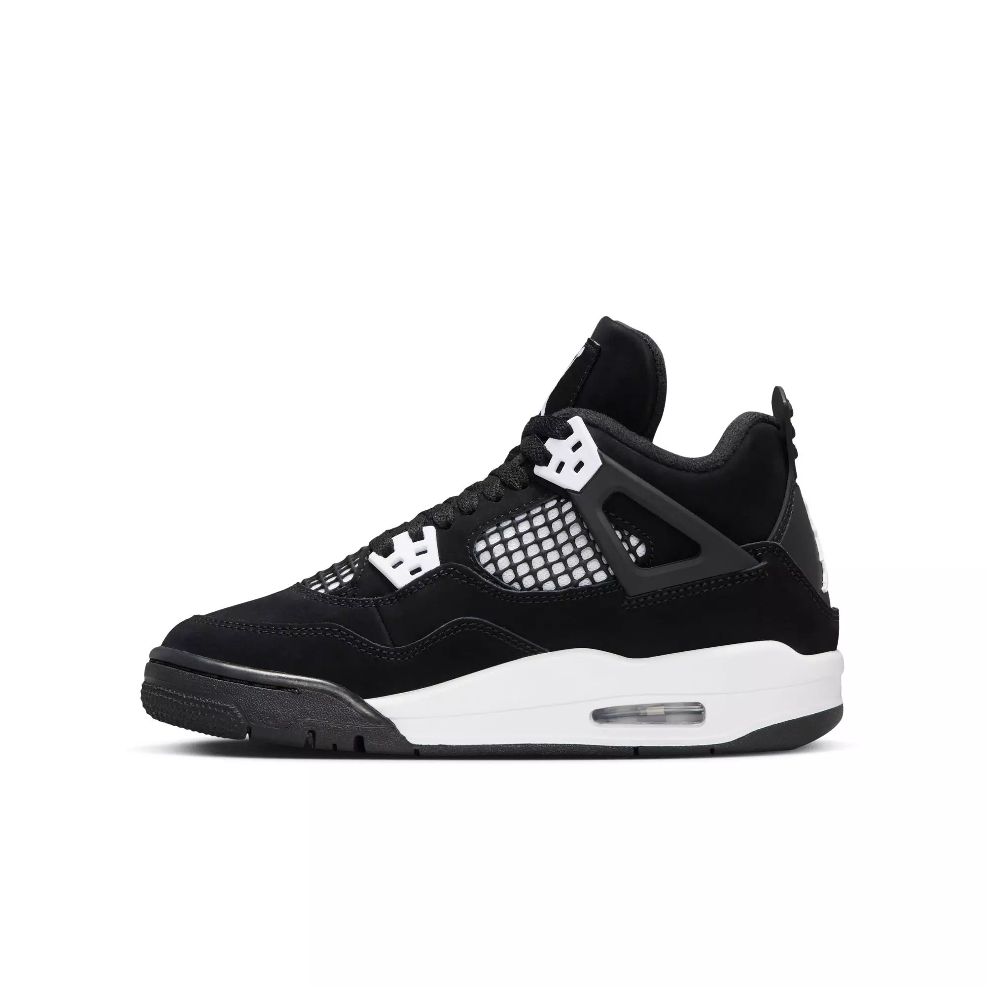 Jordan 4 Retro "White Thunder" Grade School Kids' Shoe - BLACK/WHITE