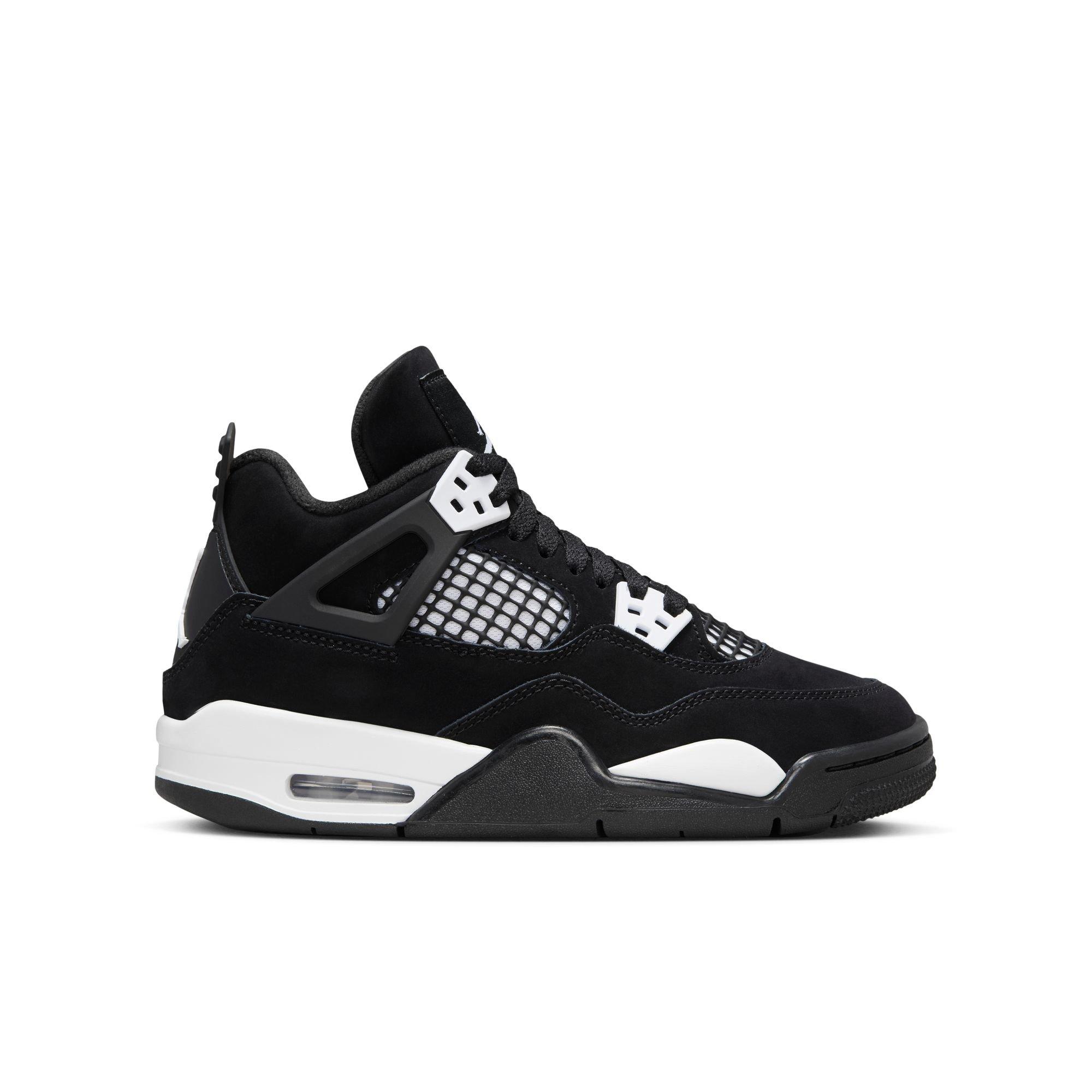 Jordan 4 Retro "White Thunder" Grade School Kids' Shoe - BLACK/WHITE Thumbnail View 1