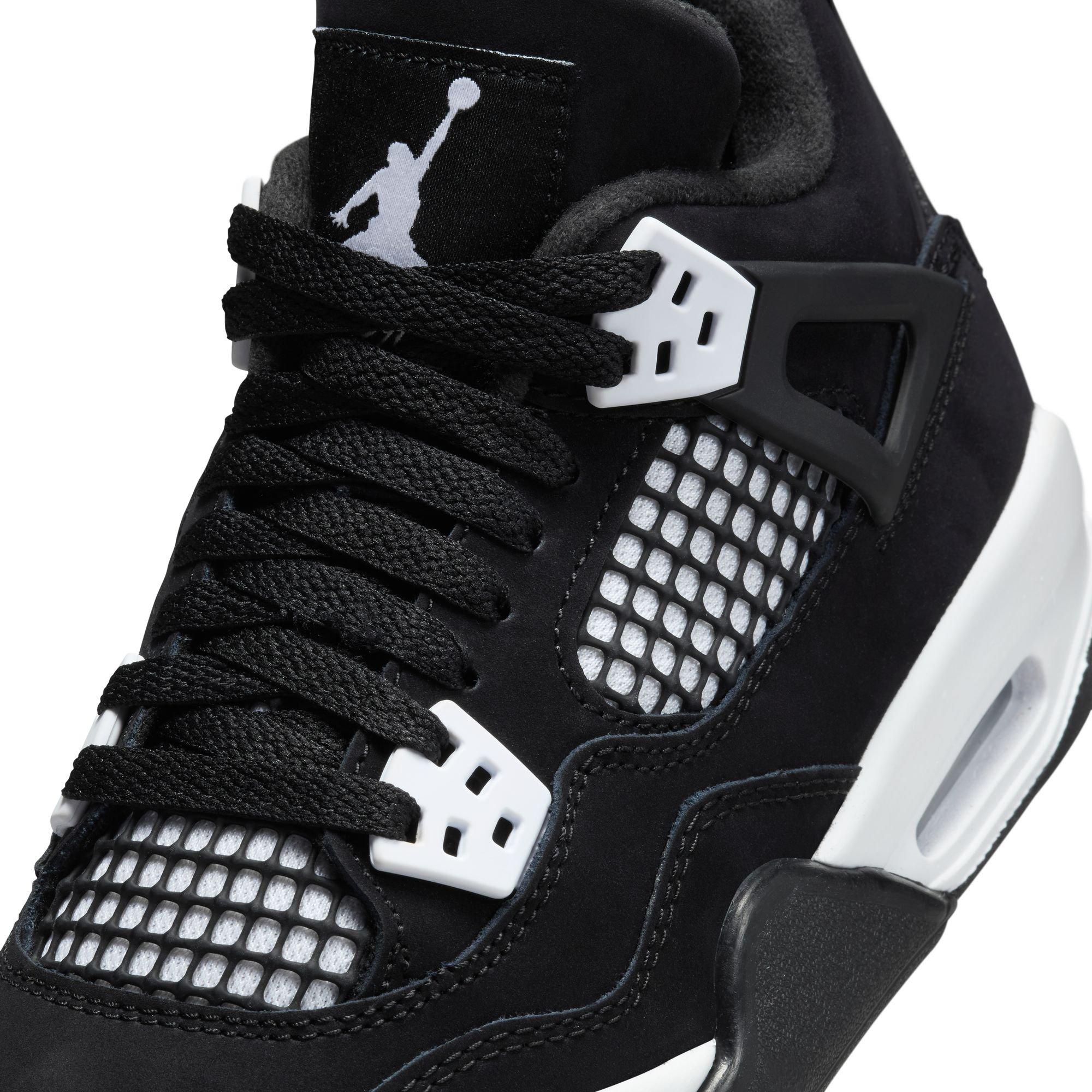 Jordan 4 Retro "White Thunder" Grade School Kids' Shoe - BLACK/WHITE Thumbnail View 4
