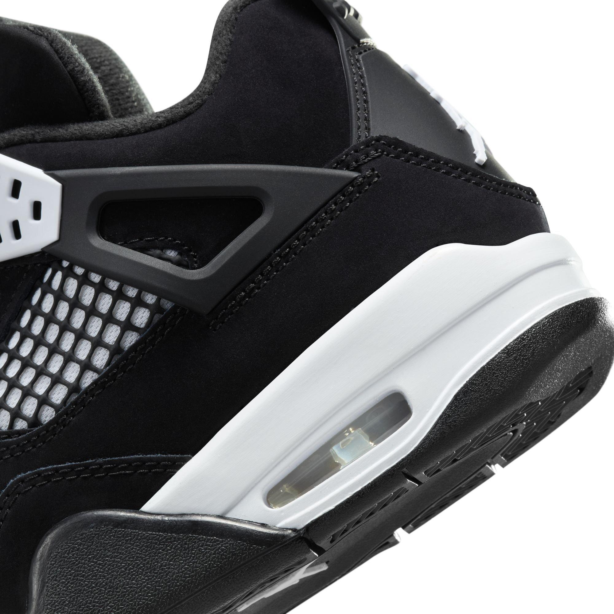 Jordan 4 Retro "White Thunder" Grade School Kids' Shoe - BLACK/WHITE Thumbnail View 5