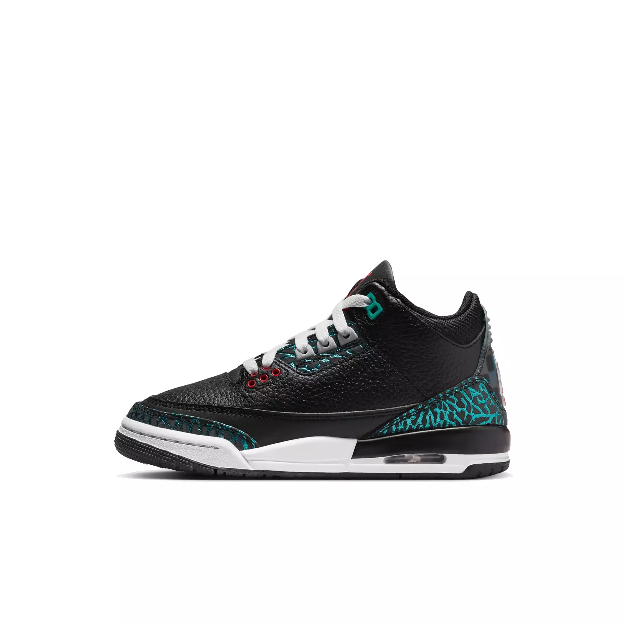 Jordan 3 Retro "Moto" Grade School Kids' Shoe - BLACK/SIREN RED/HYPER JADE