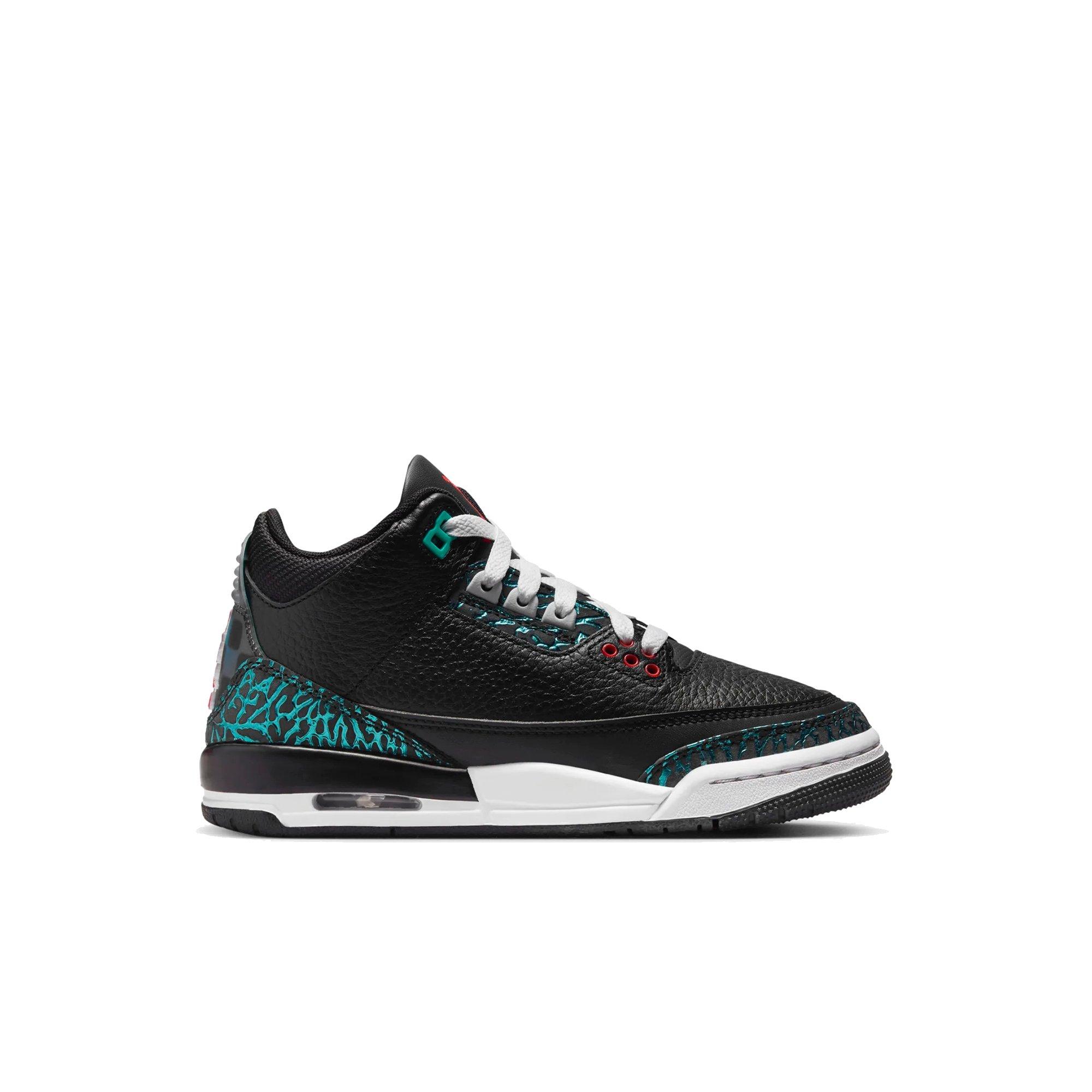 Jordan 3 Retro "Moto" Grade School Kids' Shoe - BLACK/SIREN RED/HYPER JADE