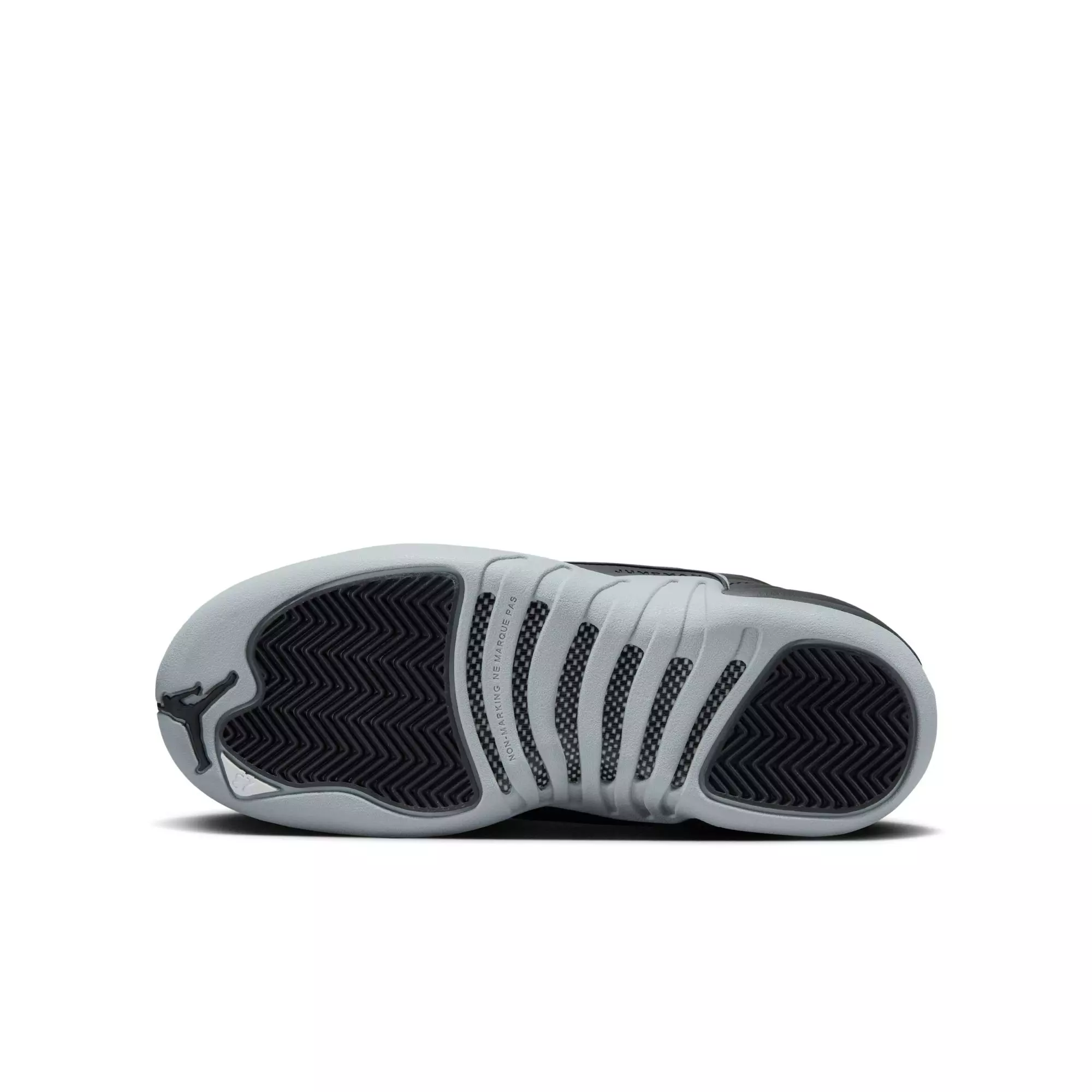 Jordan 12 Retro "Black and Wolf Grey" Grade School Kids' Shoe - BLACK/WOLF GREY/WHITE