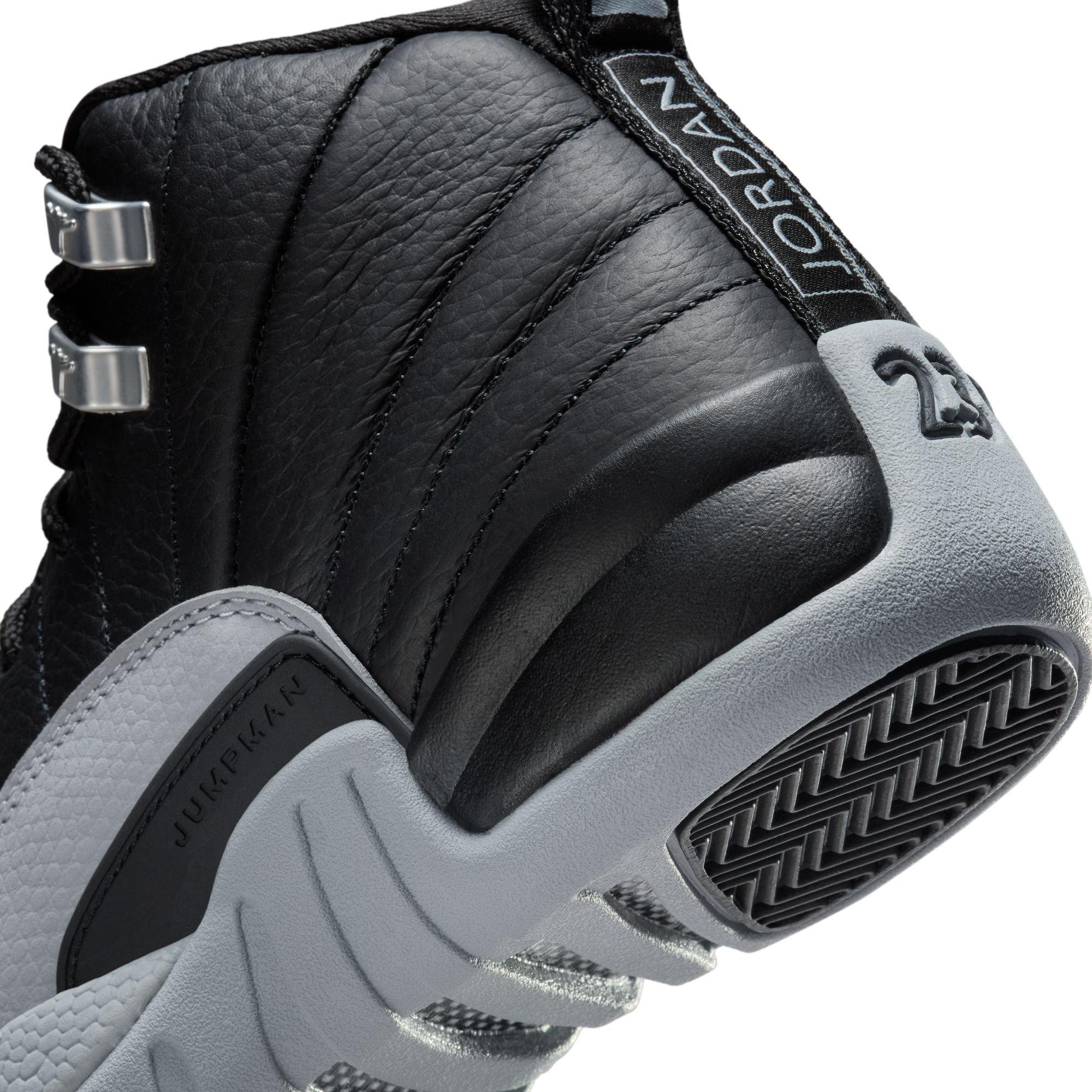 Jordan 12 Retro Black and Wolf Grey Grade School Kids Shoe Hibbett