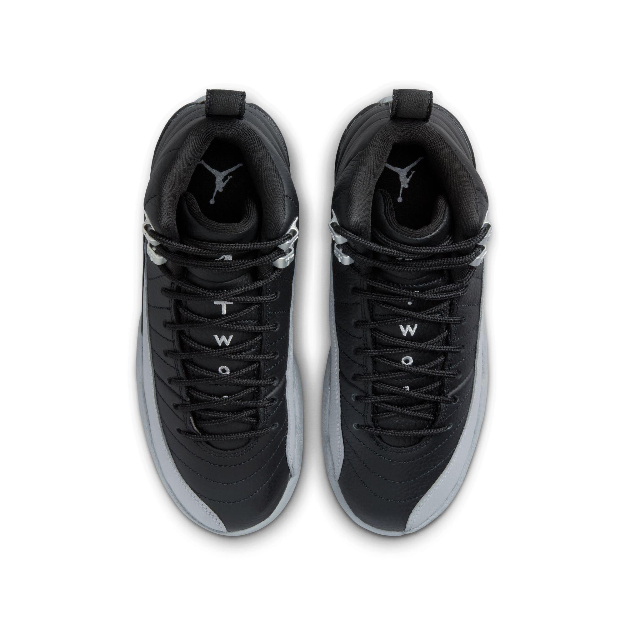 Jordan 12 Retro "Black and Wolf Grey" Grade School Kids' Shoe