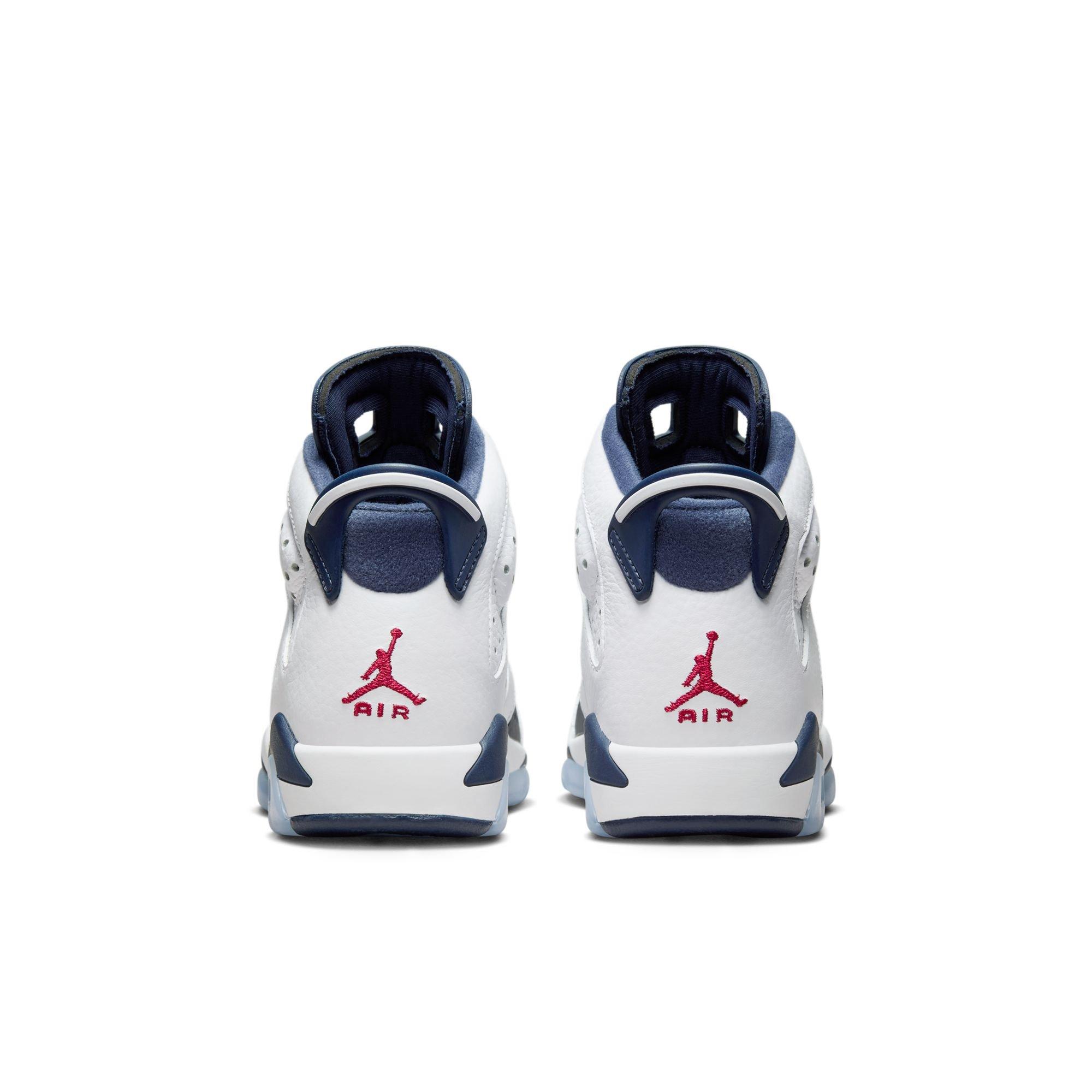 Jordan 6 Retro "White And Midnight Navy" Grade School Kids' Shoe