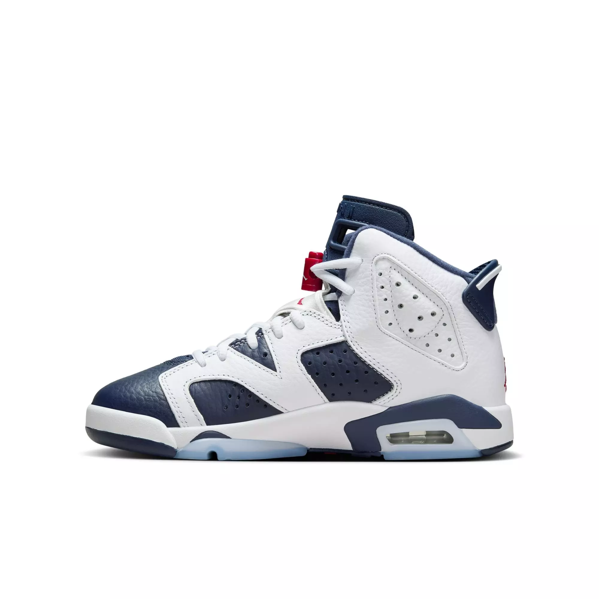 Jordan 6 Retro "White And Midnight Navy" Grade School Kids' Shoe - WHITE/VARSITY RED/MIDNIGHT NAVY