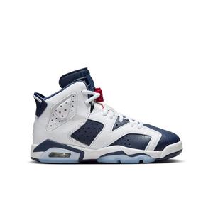 Jordan 6 Retro "White And Midnight Navy" Grade School Kids' Shoe