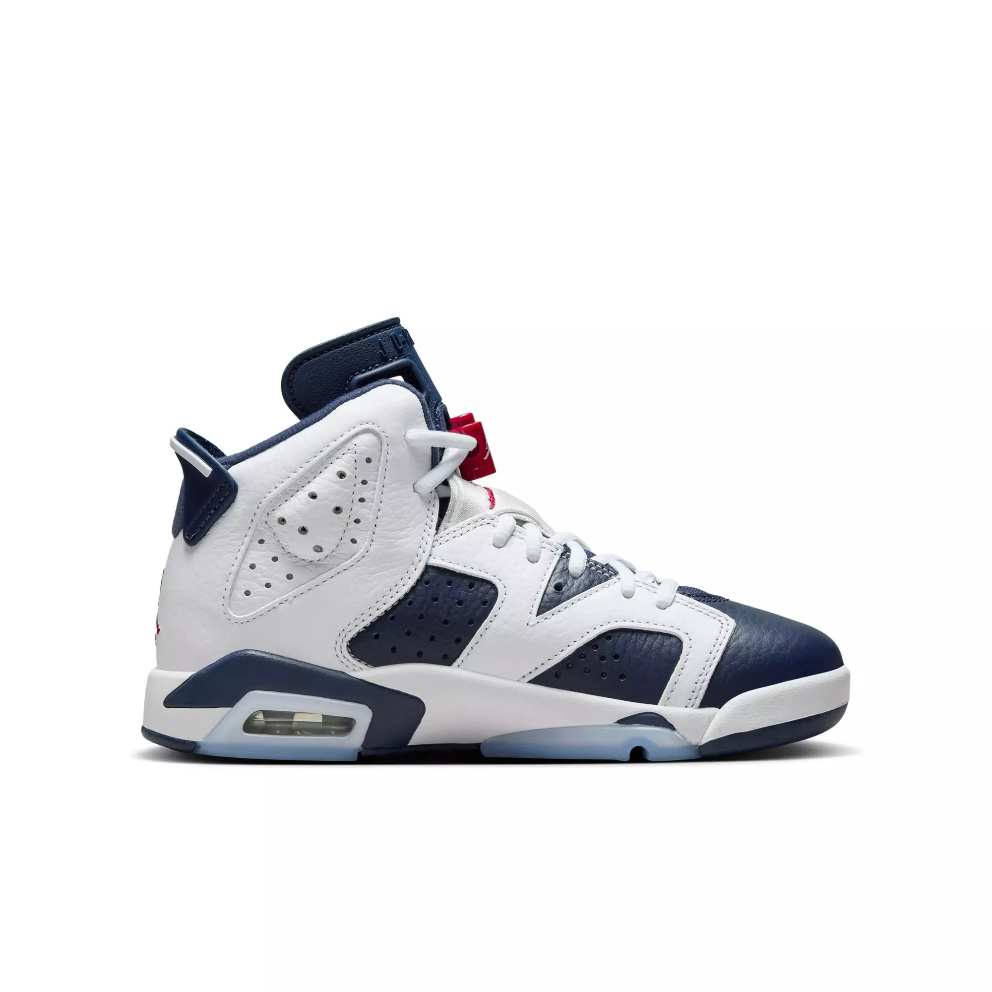 Jordan 6 Retro "White And Midnight Navy" Grade School Kids' Shoe - WHITE/VARSITY RED/MIDNIGHT NAVY