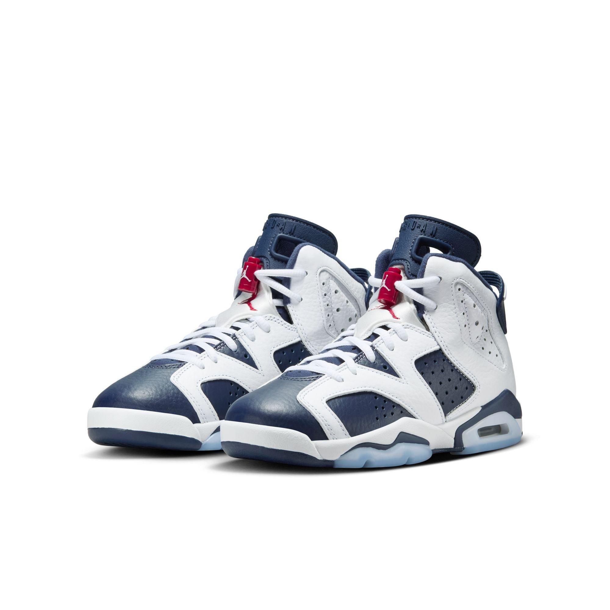 Jordan 6 Retro "White And Midnight Navy" Grade School Kids' Shoe