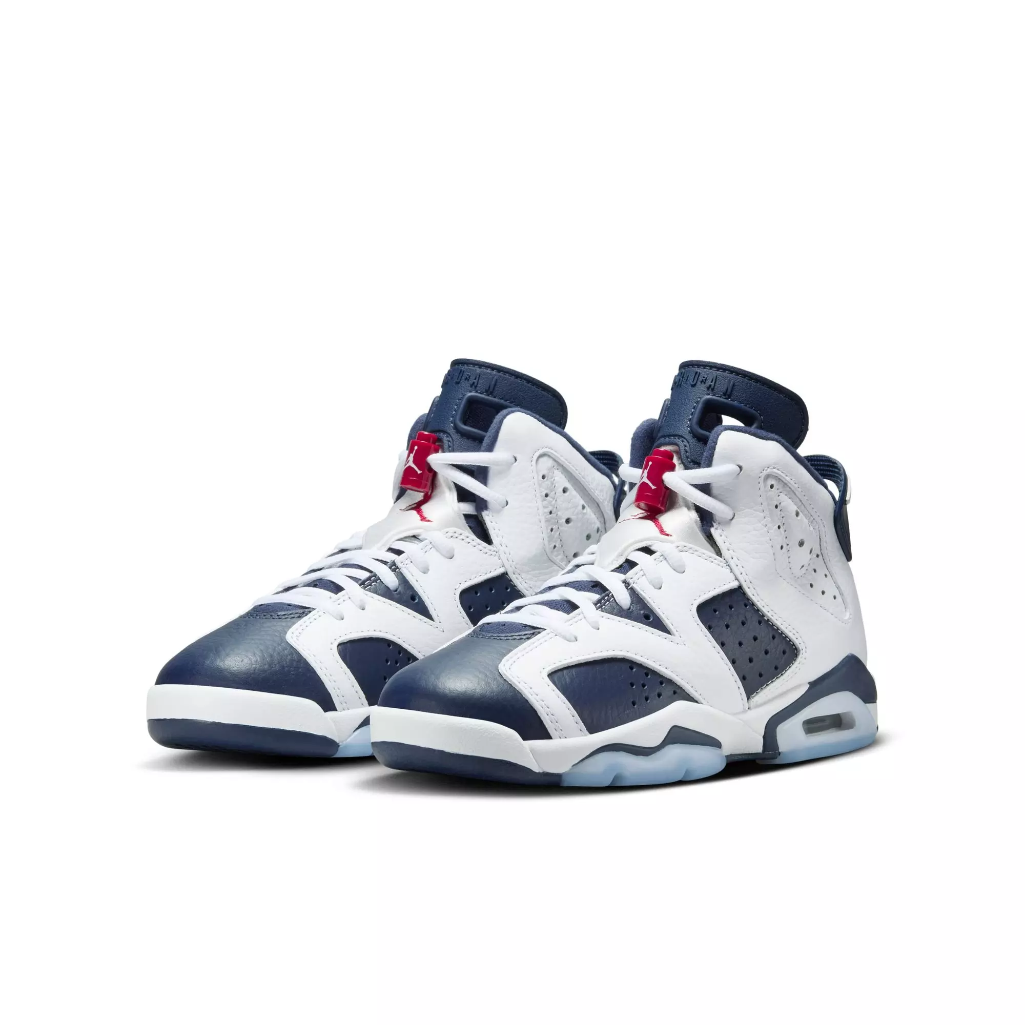 Jordan 6 Retro "White And Midnight Navy" Grade School Kids' Shoe - WHITE/VARSITY RED/MIDNIGHT NAVY