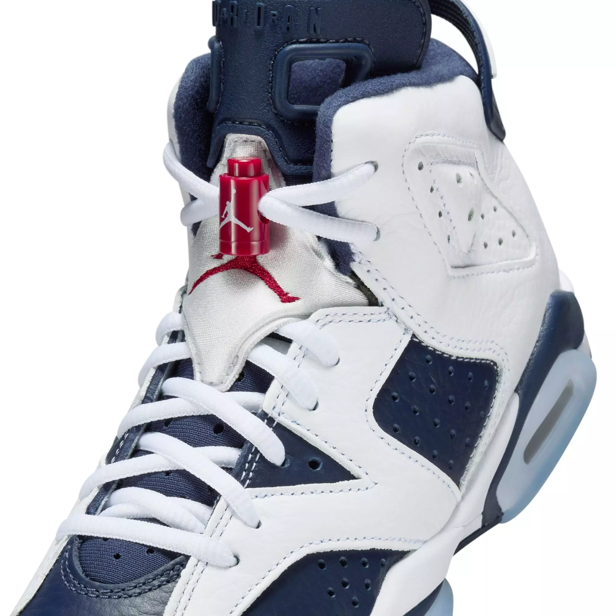 Jordan 6 Retro "White And Midnight Navy" Grade School Kids' Shoe - WHITE/VARSITY RED/MIDNIGHT NAVY