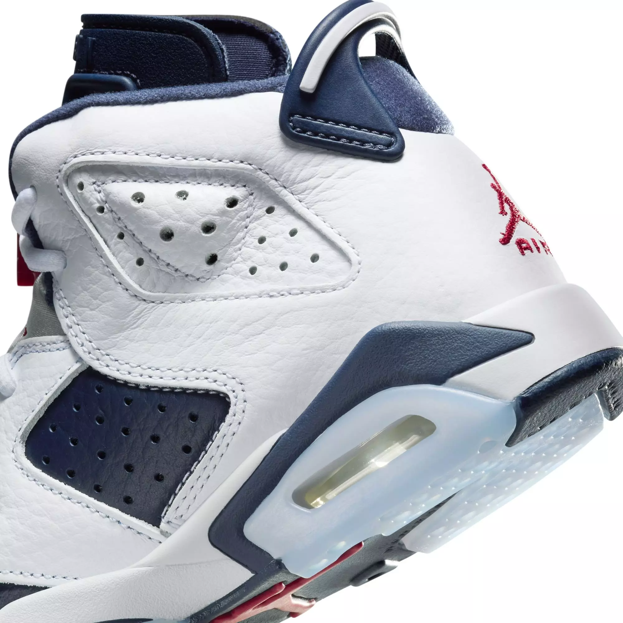 Jordan 6 Retro "White And Midnight Navy" Grade School Kids' Shoe - WHITE/VARSITY RED/MIDNIGHT NAVY