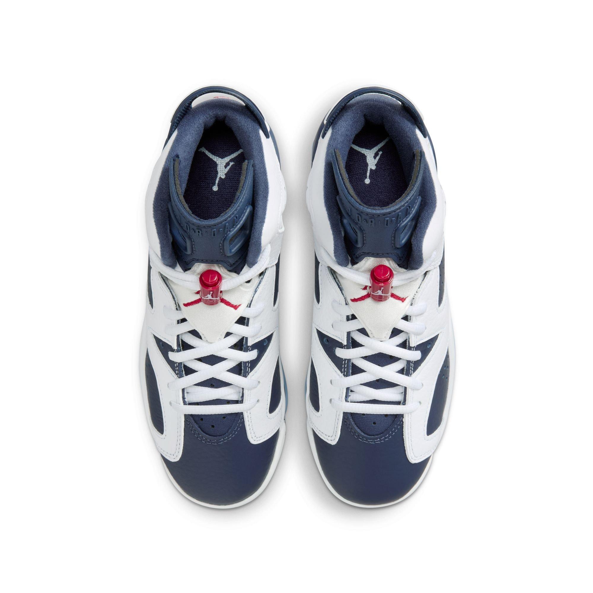 Jordan 6 Retro "White And Midnight Navy" Grade School Kids' Shoe