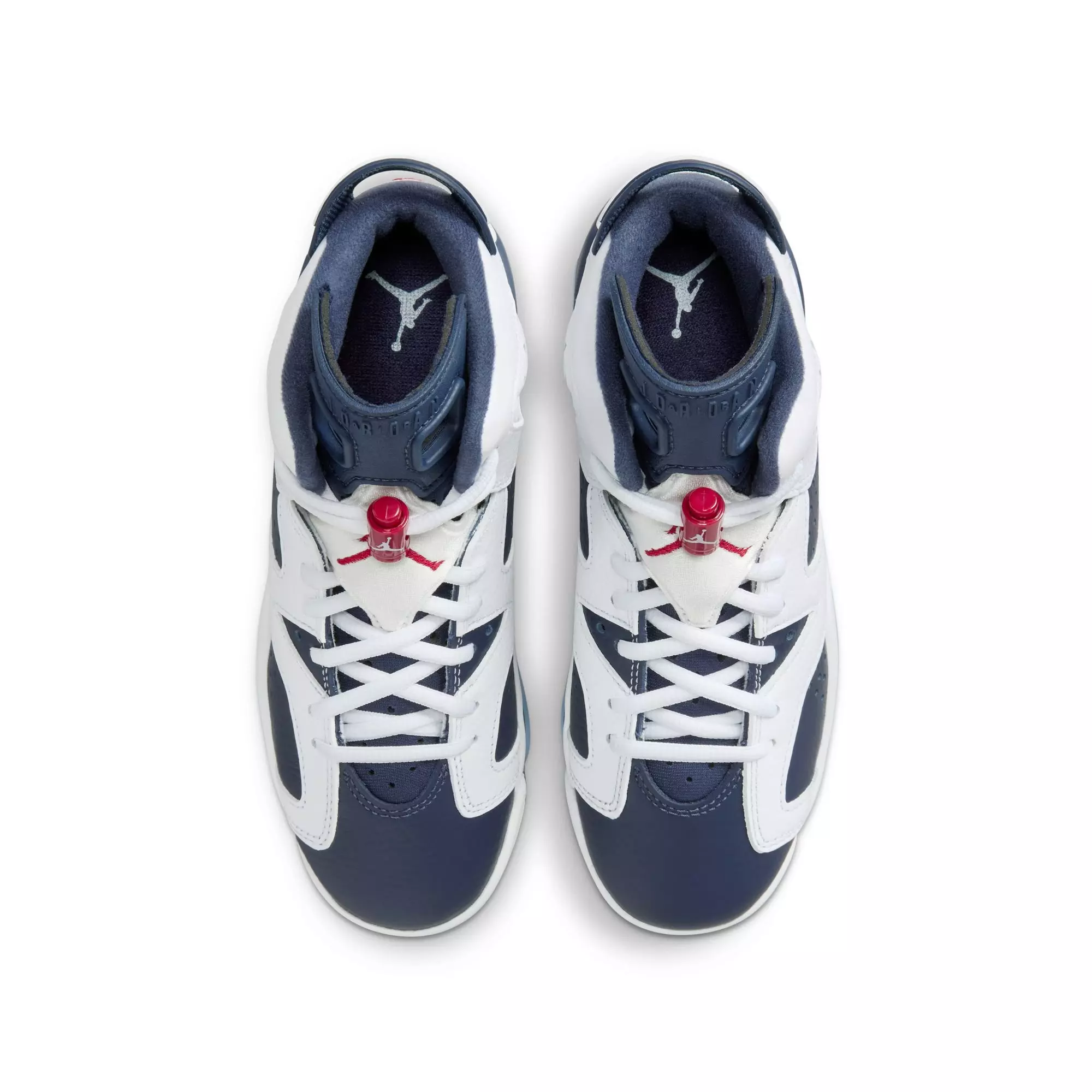 Jordan 6 Retro "White And Midnight Navy" Grade School Kids' Shoe - WHITE/VARSITY RED/MIDNIGHT NAVY