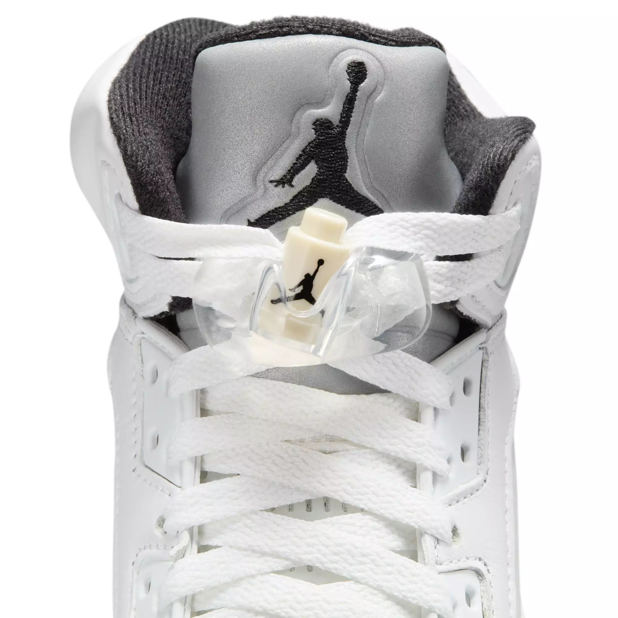 Jordan 5 Retro "White and Black" Grade School Kids' Shoe - WHITE/BLACK/METALLIC SILVER