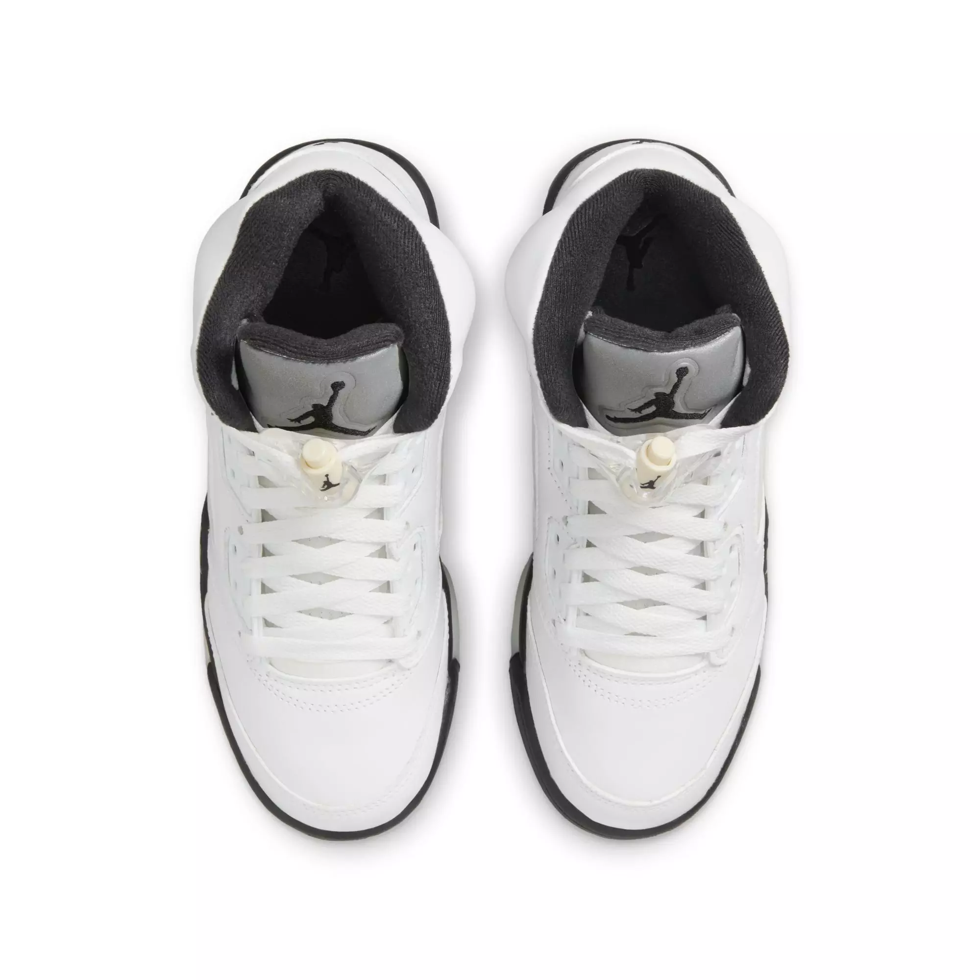 Jordan 5 Retro "White and Black" Grade School Kids' Shoe - WHITE/BLACK/METALLIC SILVER