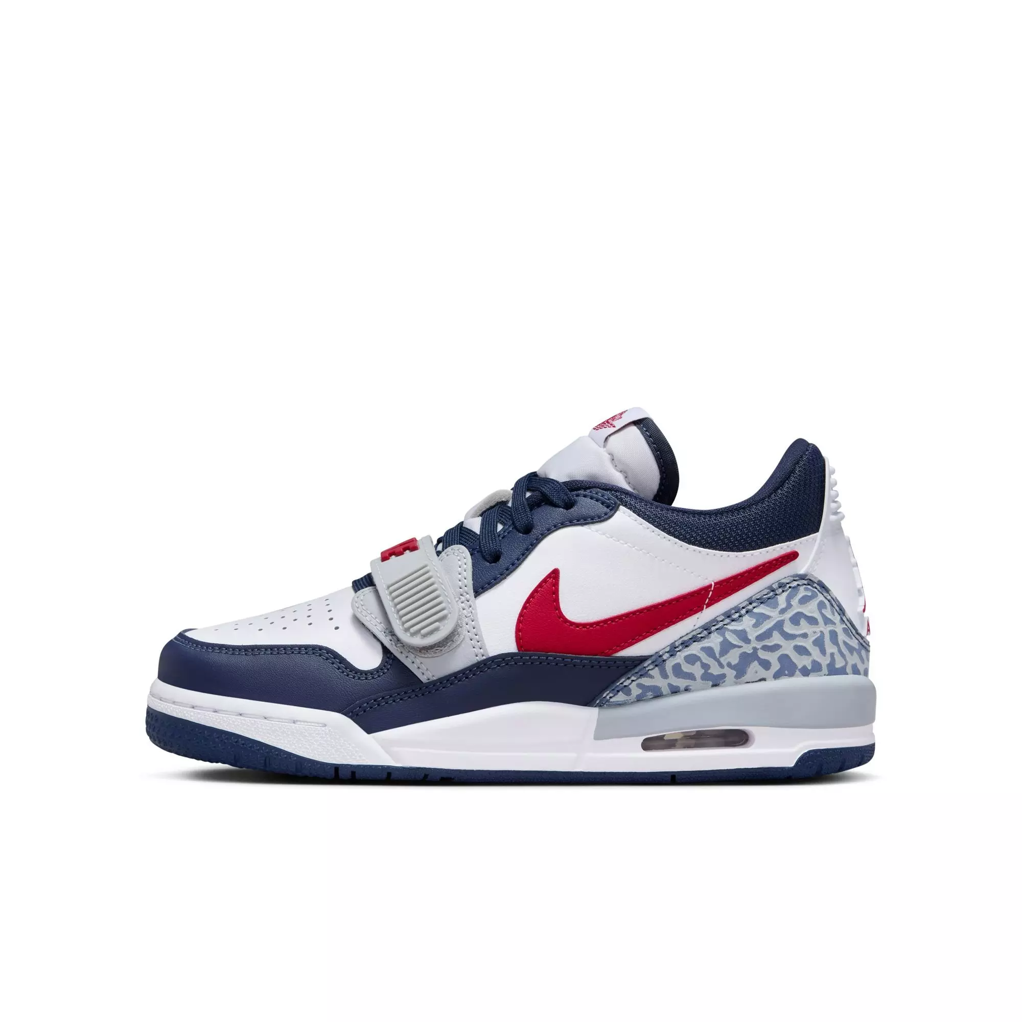 Jordan Legacy 312 Low "White/Varsity Red/Midnight Navy" Grade School Kids' Shoe - WHITE/NAVY