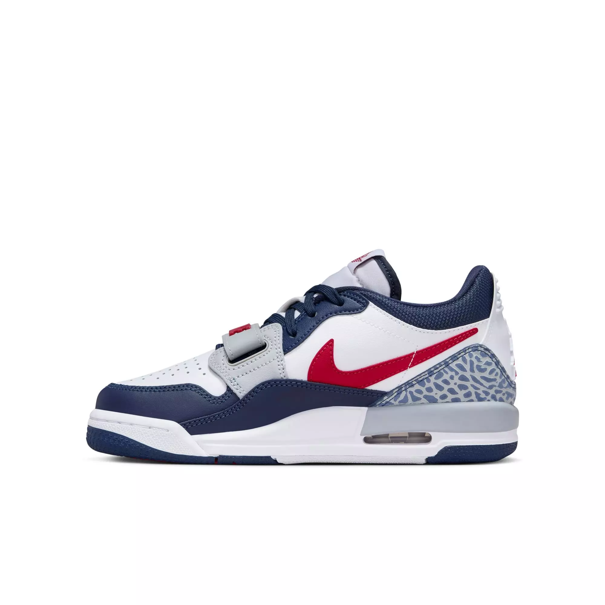 Jordan Legacy 312 Low "White/Varsity Red/Midnight Navy" Grade School Kids' Shoe - WHITE/NAVY