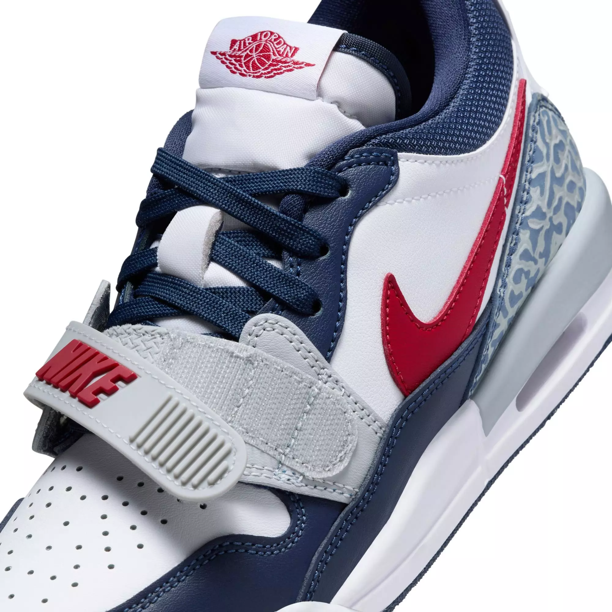 Jordan Legacy 312 Low "White/Varsity Red/Midnight Navy" Grade School Kids' Shoe - WHITE/NAVY