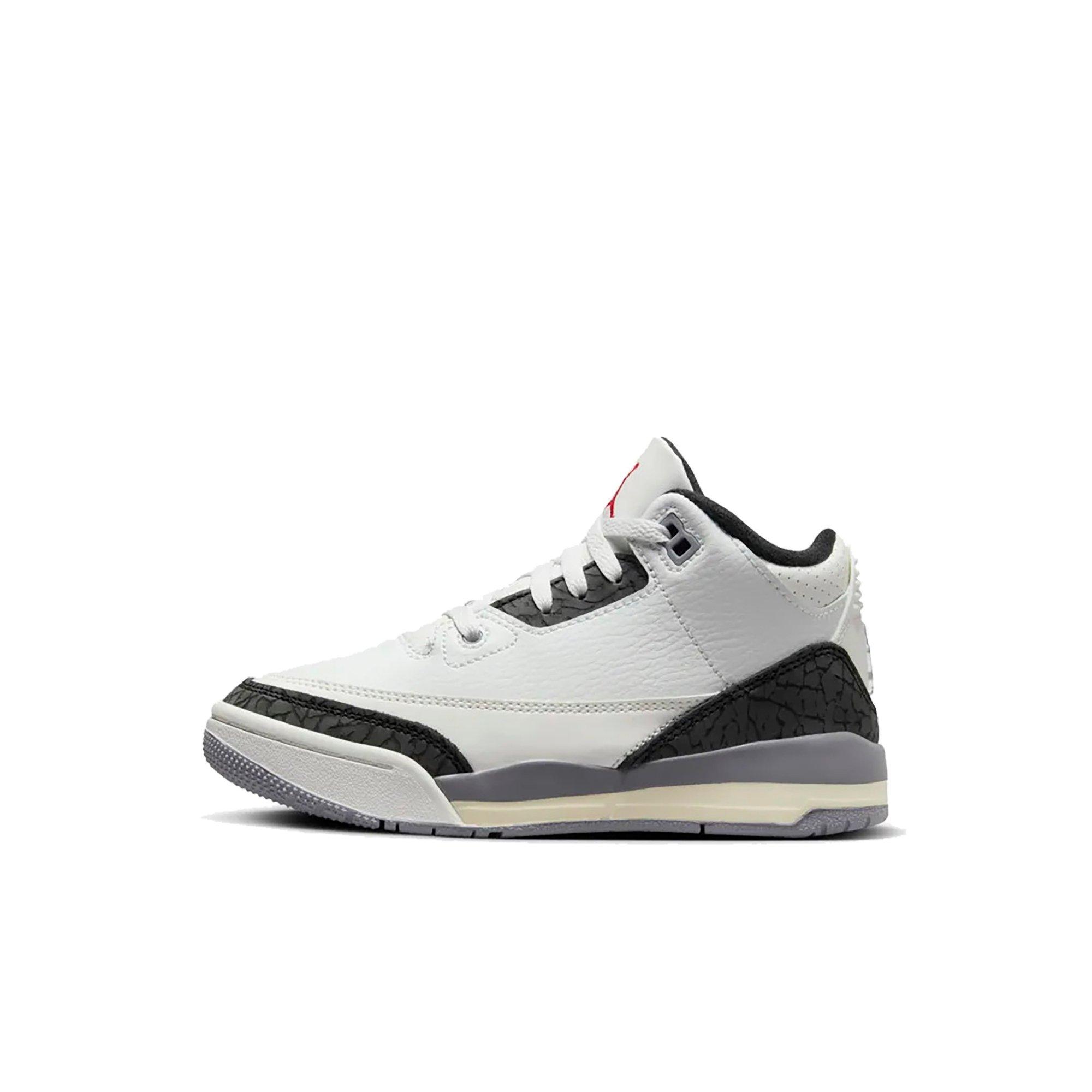 Jordan 3 Retro "Cement Grey" Preschool Kids' Shoe - SUMMIT WHITE/FIRE RED/CEMENT GREY Thumbnail View 2