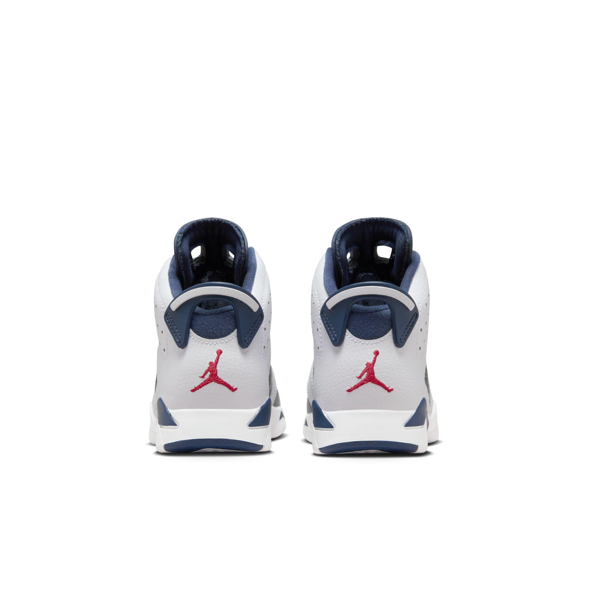 Jordan 6 Retro "White And Midnight Navy" Preschool Kids' Shoe - WHITE/VARSITY RED/MIDNIGHT NAVY Thumbnail View 8