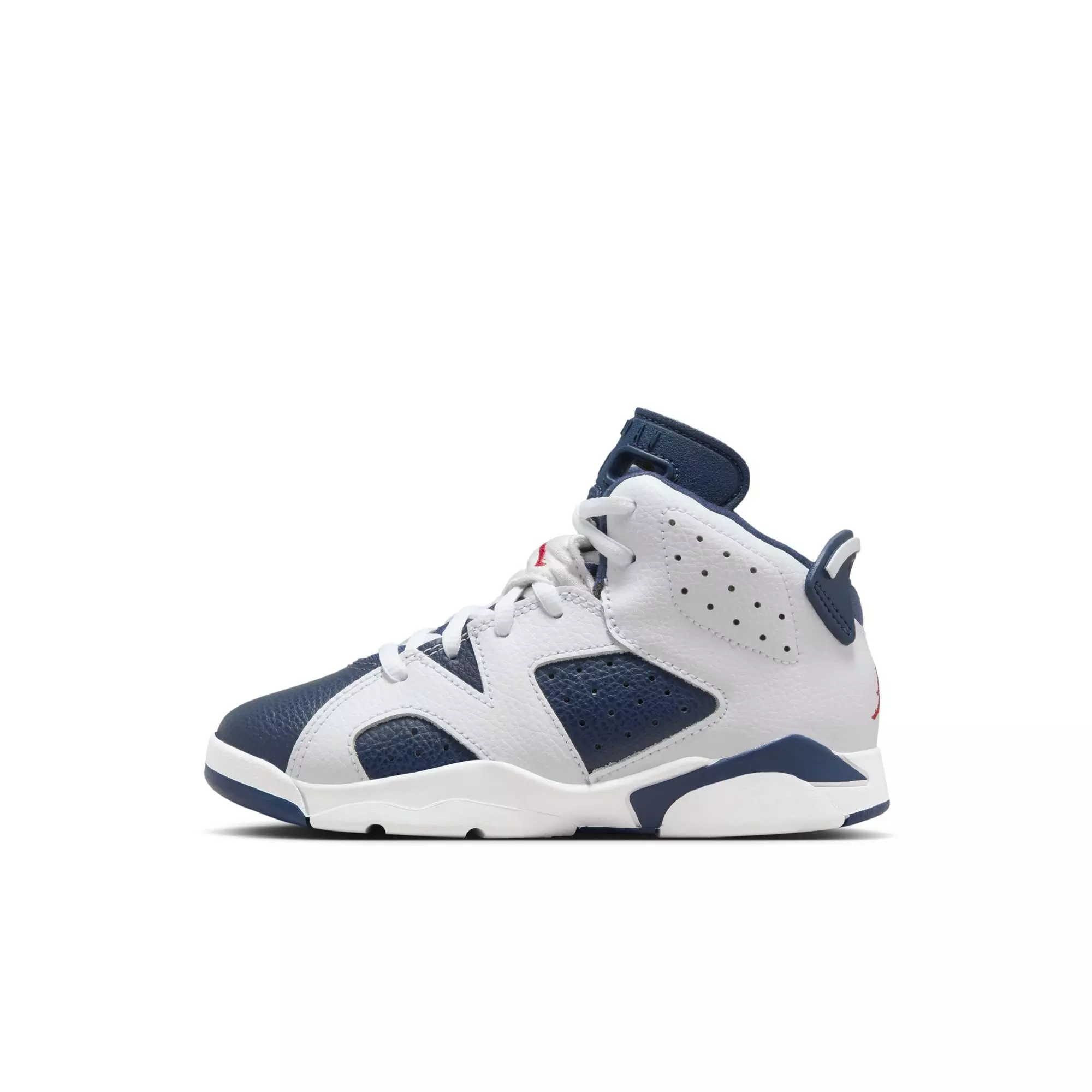 Jordan 6 Retro "White And Midnight Navy" Preschool Kids' Shoe - WHITE/VARSITY RED/MIDNIGHT NAVY