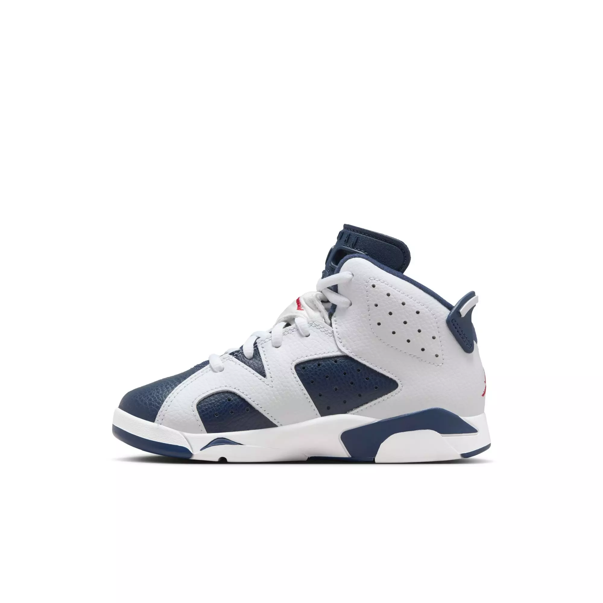 Jordan 6 Retro "White And Midnight Navy" Preschool Kids' Shoe - WHITE/VARSITY RED/MIDNIGHT NAVY
