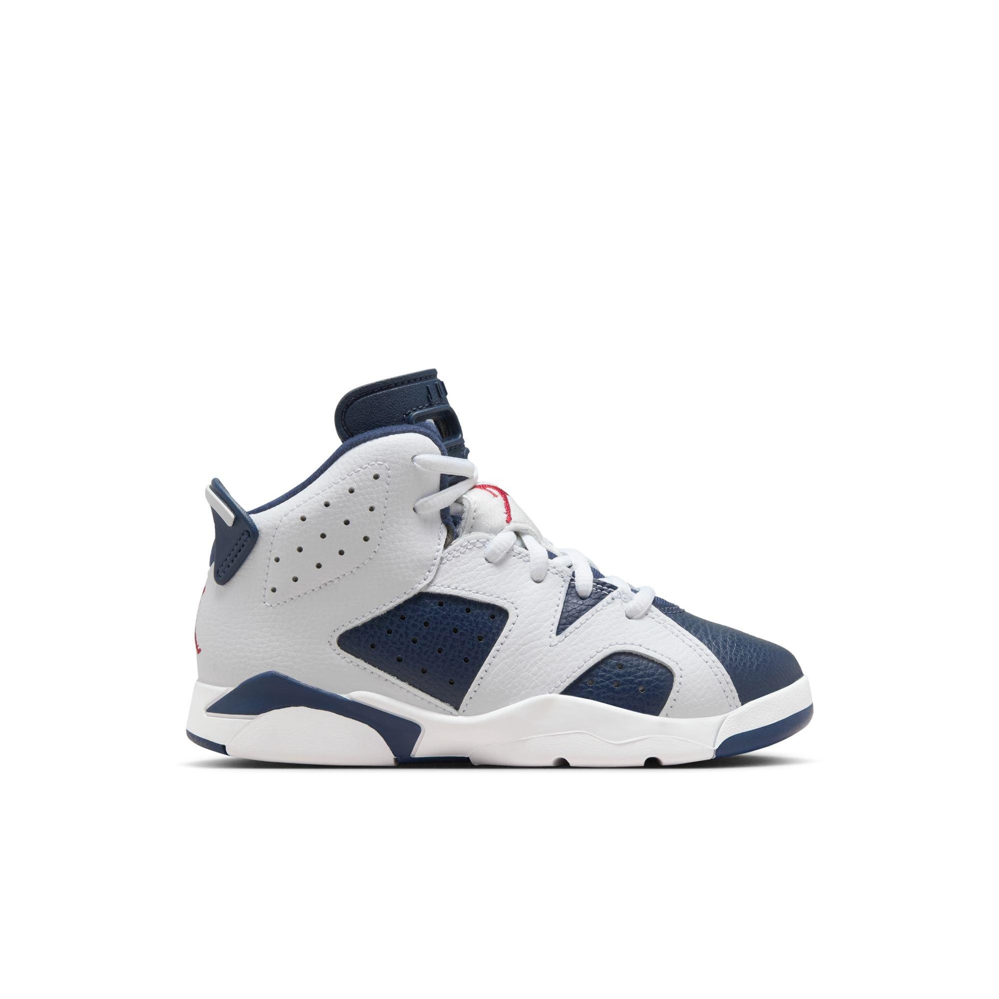 Jordan 6 Retro "White And Midnight Navy" Preschool Kids' Shoe - WHITE/VARSITY RED/MIDNIGHT NAVY Thumbnail View 1