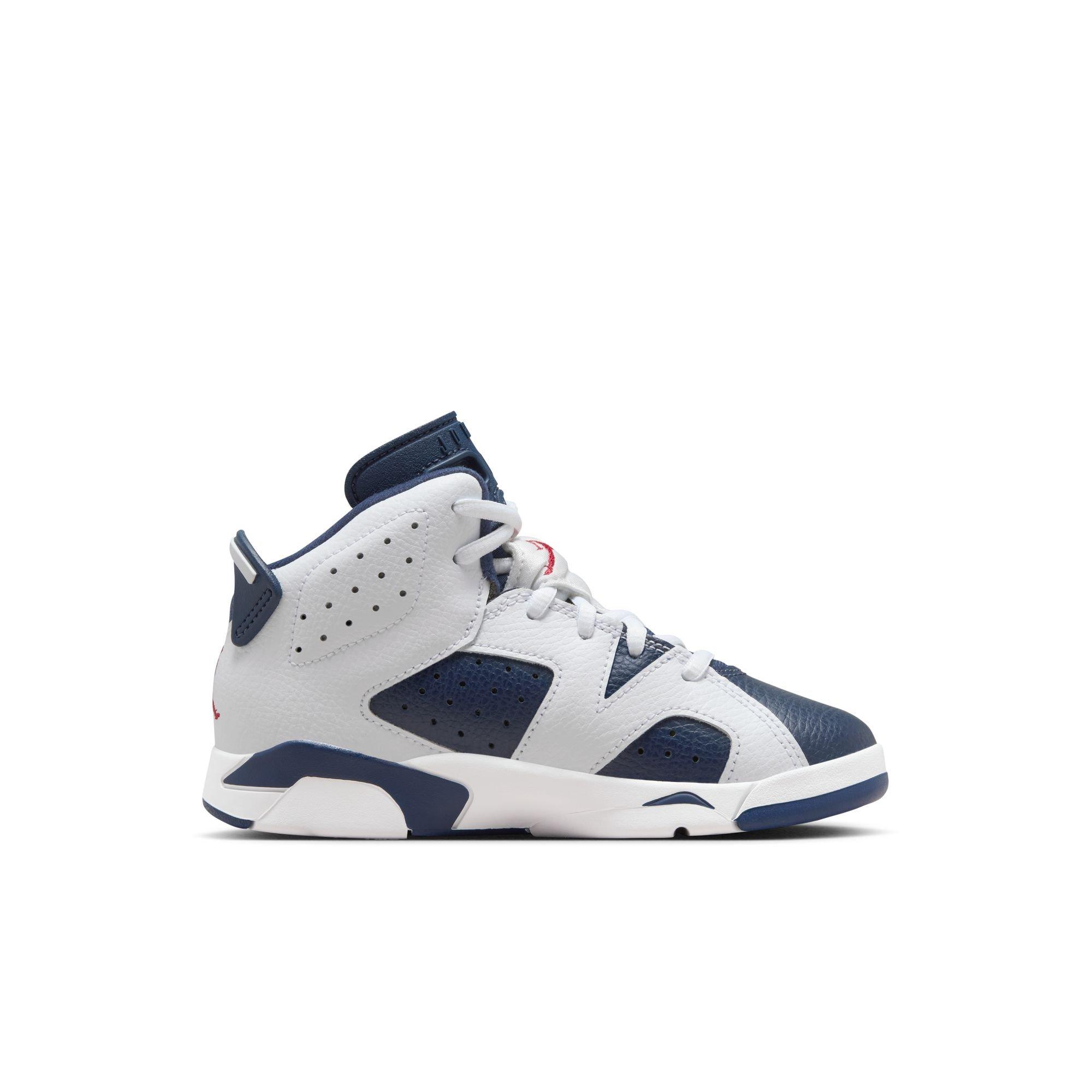 Jordan 6 Retro "White And Midnight Navy" Preschool Kids' Shoe - WHITE/VARSITY RED/MIDNIGHT NAVY Thumbnail View 2
