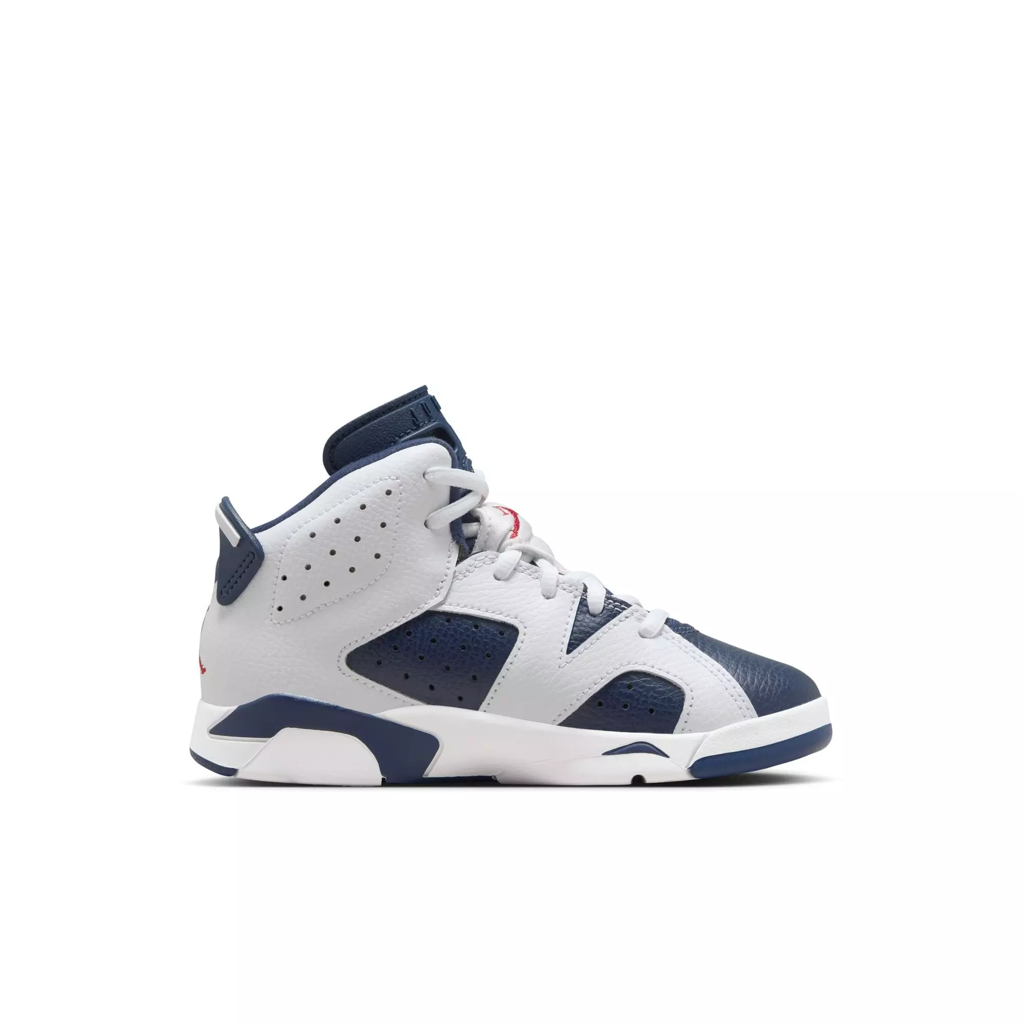 Jordan 6 Retro "White And Midnight Navy" Preschool Kids' Shoe - WHITE/VARSITY RED/MIDNIGHT NAVY