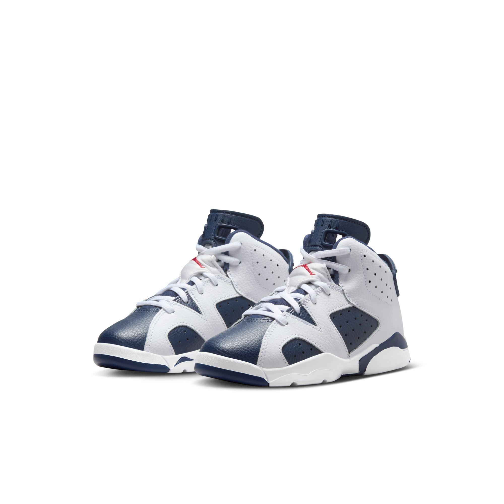 Jordan 6 Retro "White And Midnight Navy" Preschool Kids' Shoe - WHITE/VARSITY RED/MIDNIGHT NAVY Thumbnail View 3