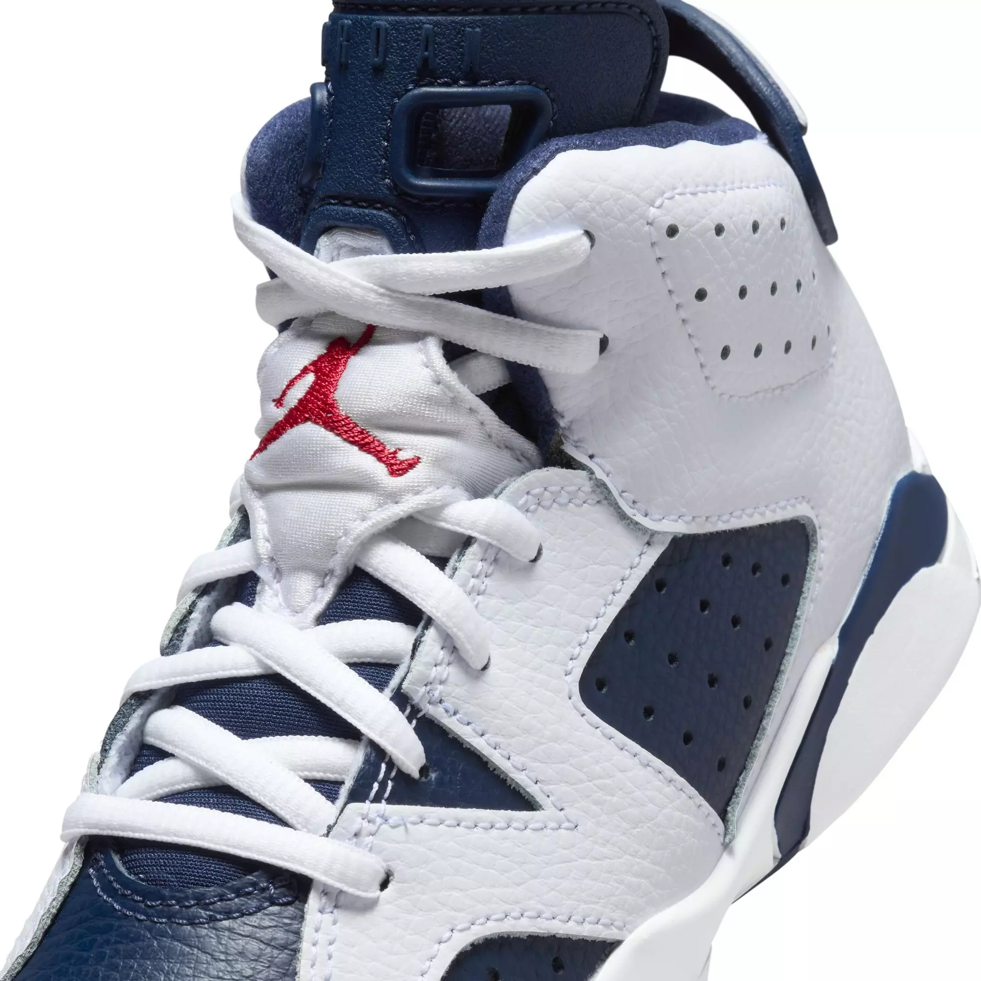 Jordan 6 Retro "White And Midnight Navy" Preschool Kids' Shoe - WHITE/VARSITY RED/MIDNIGHT NAVY