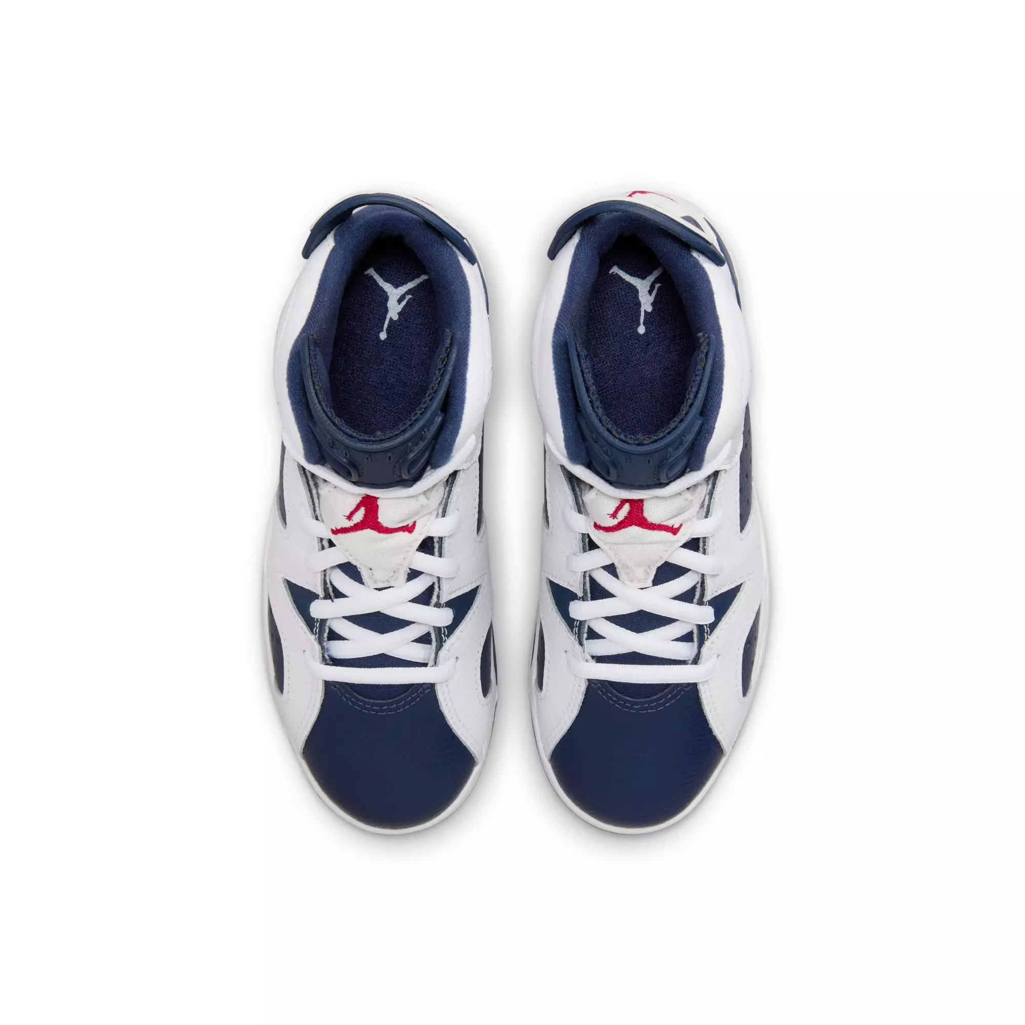 Jordan 6 Retro "White And Midnight Navy" Preschool Kids' Shoe - WHITE/VARSITY RED/MIDNIGHT NAVY