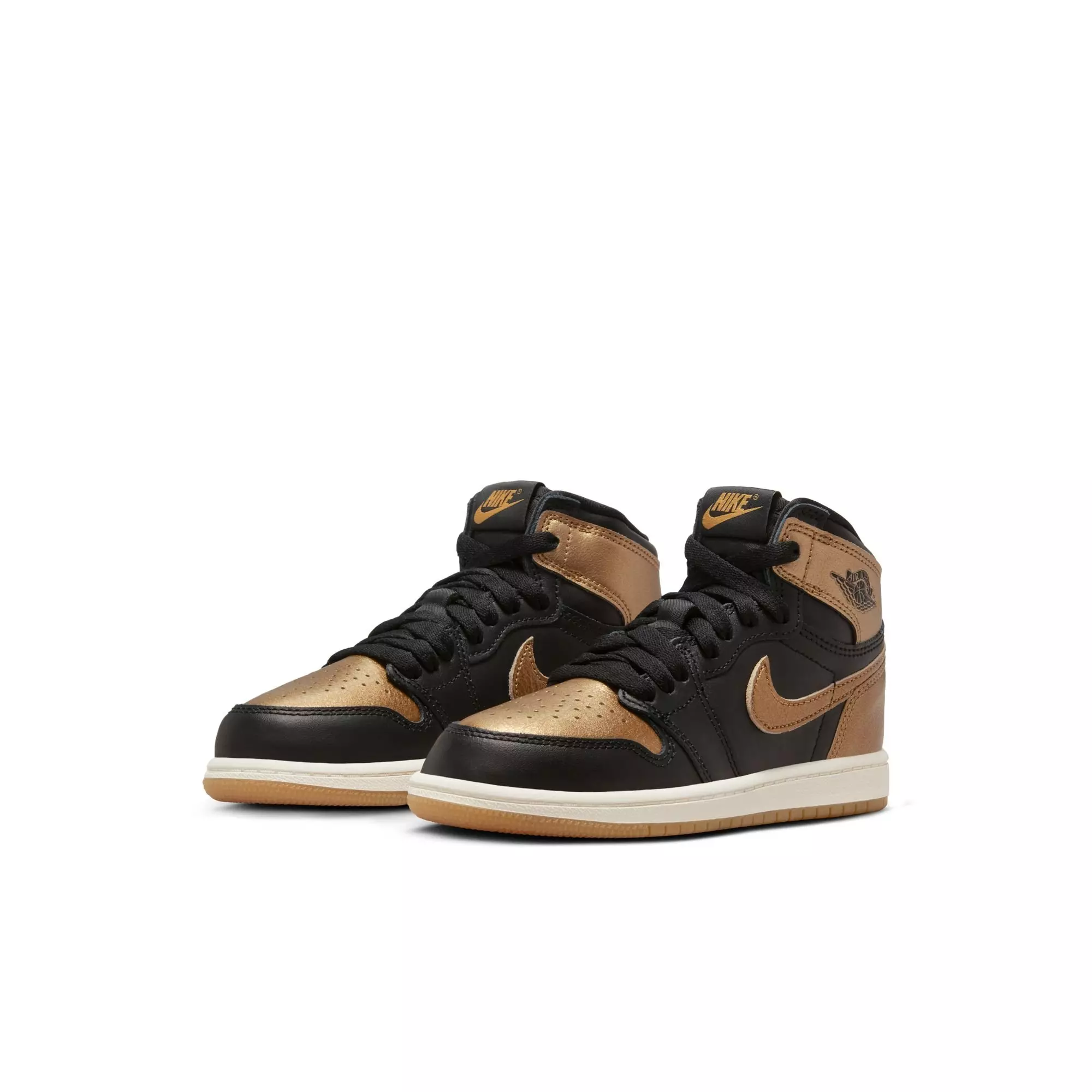 Jordan 1 Retro High OG "Black And Gold" Preschool Kids' Shoe - BLACK/METALLIC GOLD/SAIL