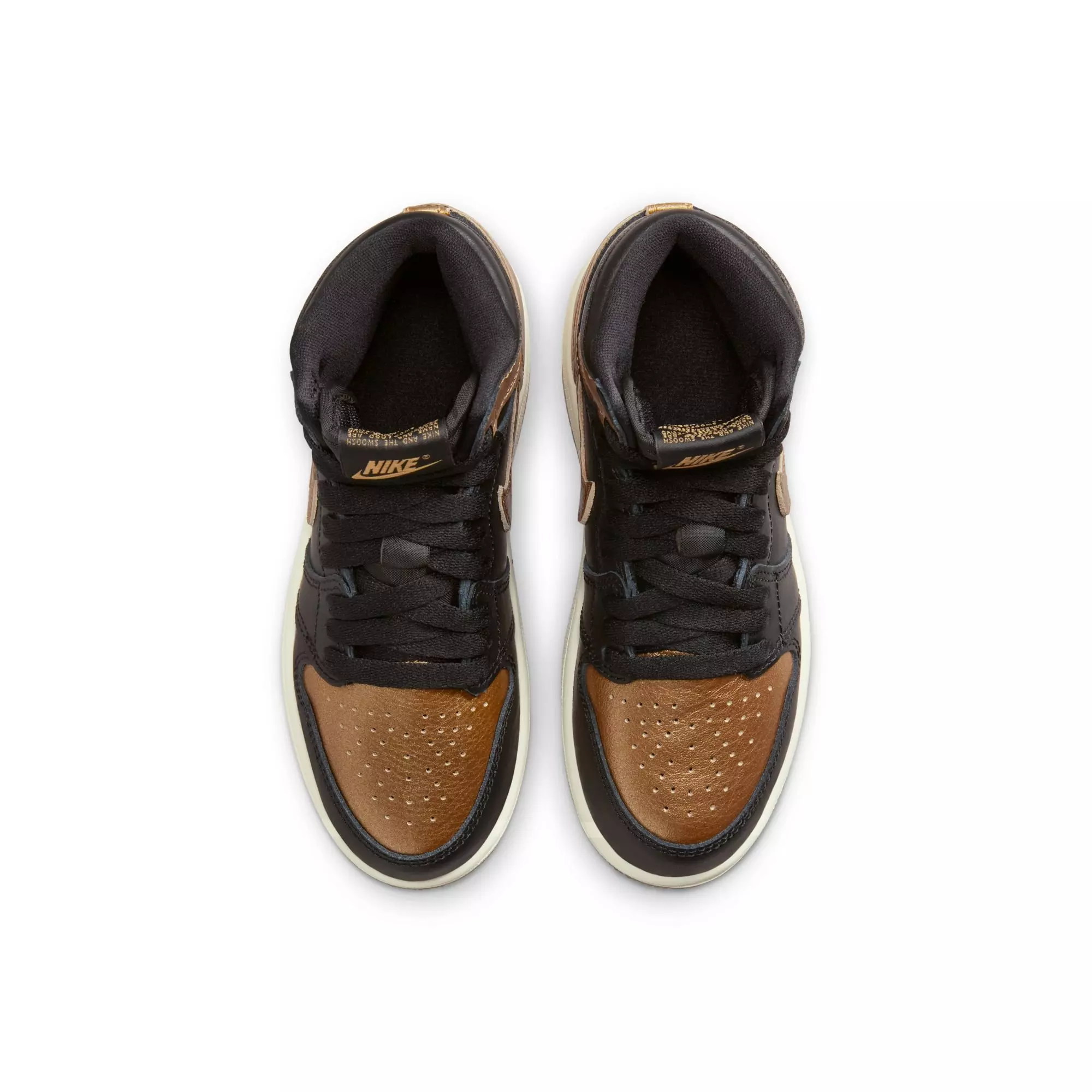 Jordan 1 Retro High OG "Black And Gold" Preschool Kids' Shoe - BLACK/METALLIC GOLD/SAIL