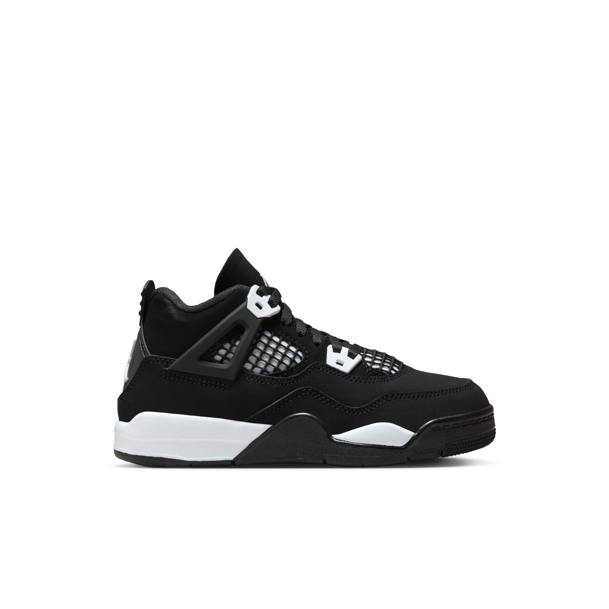 Jordan 4 Retro "White Thunder" Preschool Kids' Shoe - BLACK/WHITE