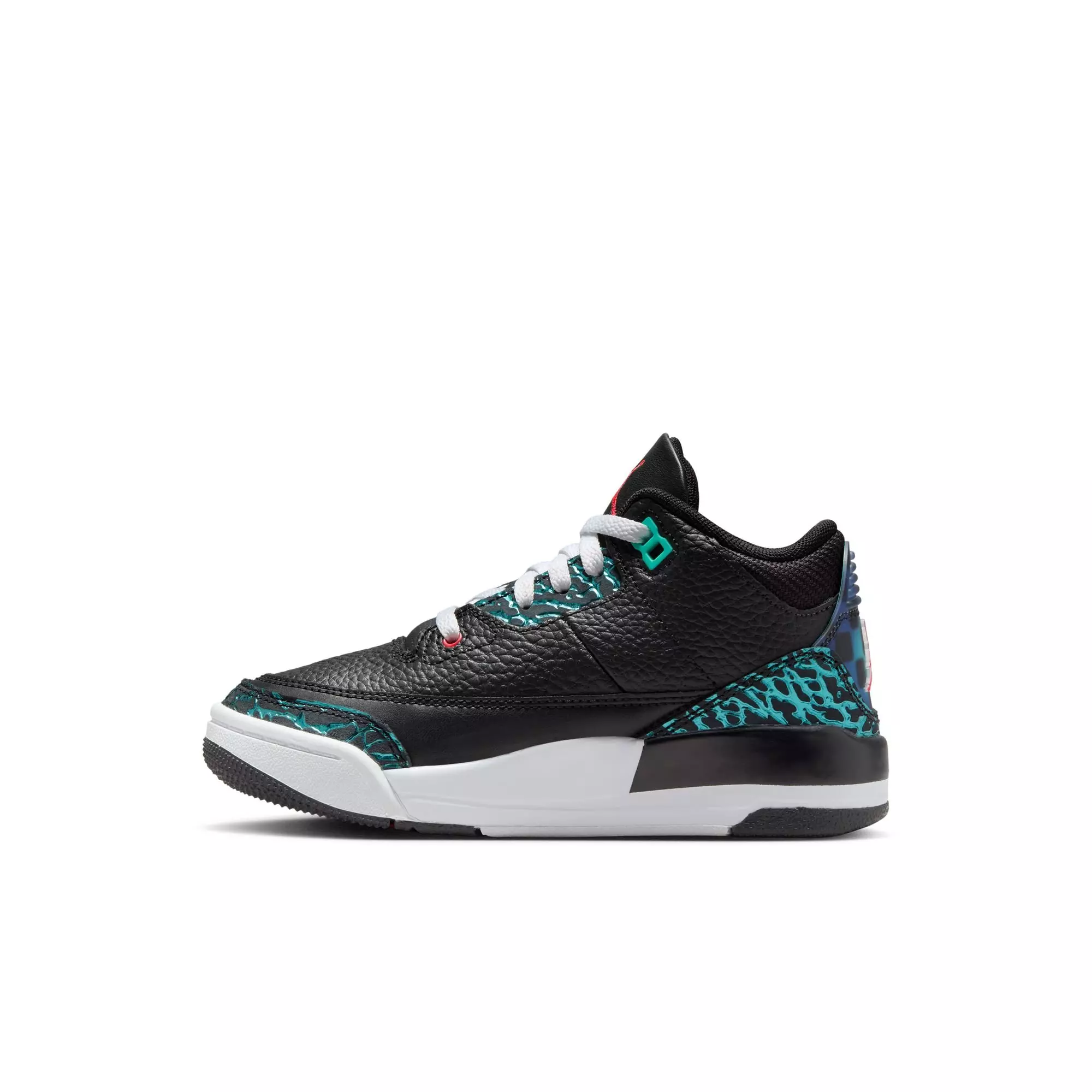 Jordan 3 Retro "Moto" Preschool Kids' Shoe - BLACK/SIREN RED/HYPER JADE