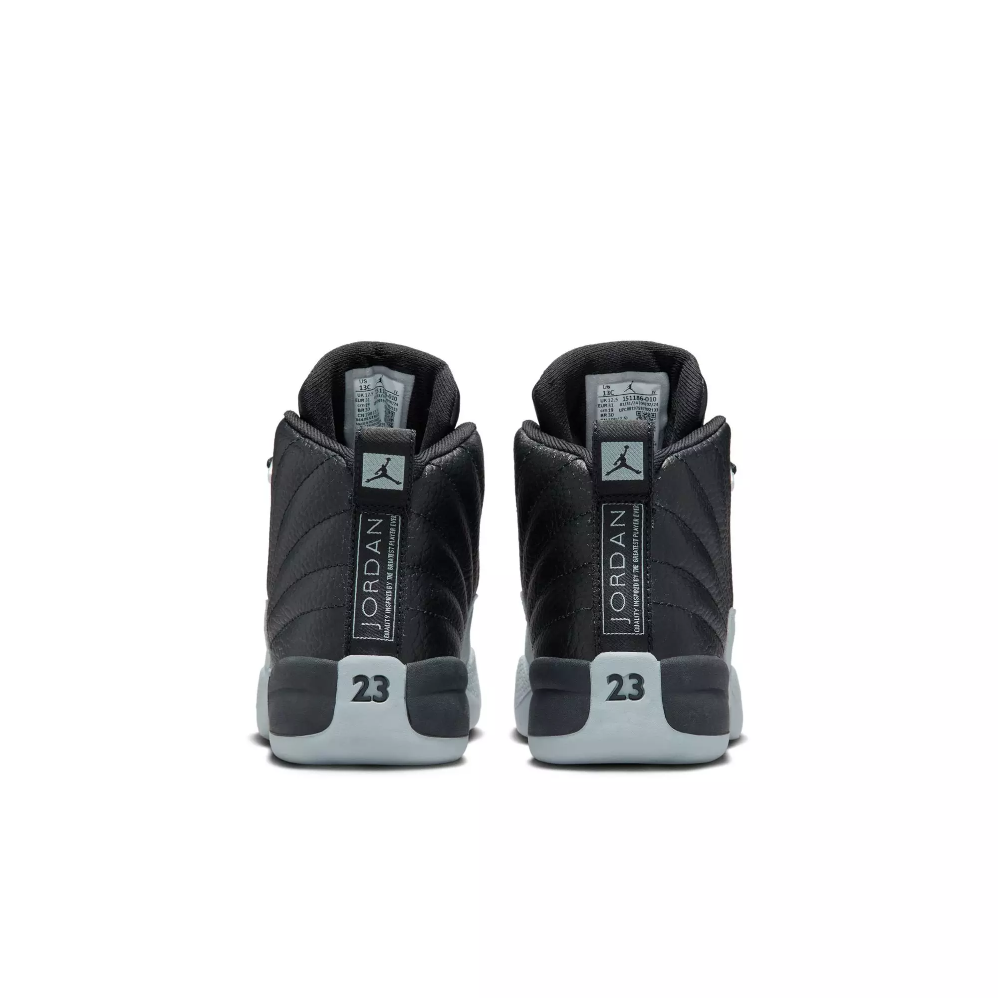 Jordan 12 Retro "Black and Wolf Grey" Preschool Kids' Shoe - BLACK/WOLF GREY/WHITE