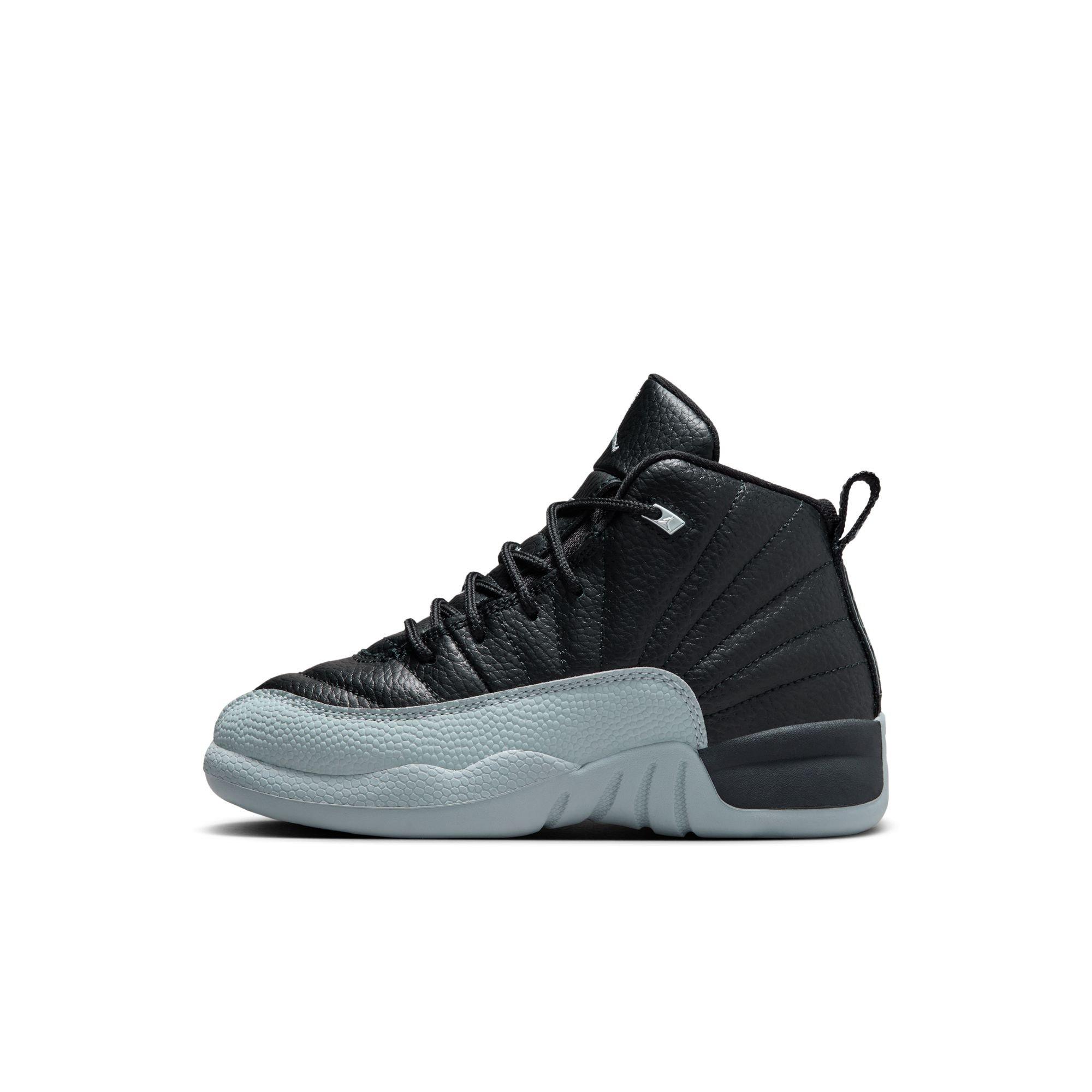 Jordan 12 Retro "Black and Wolf Grey" Preschool Kids' Shoe - BLACK/WOLF GREY/WHITE Thumbnail View 6
