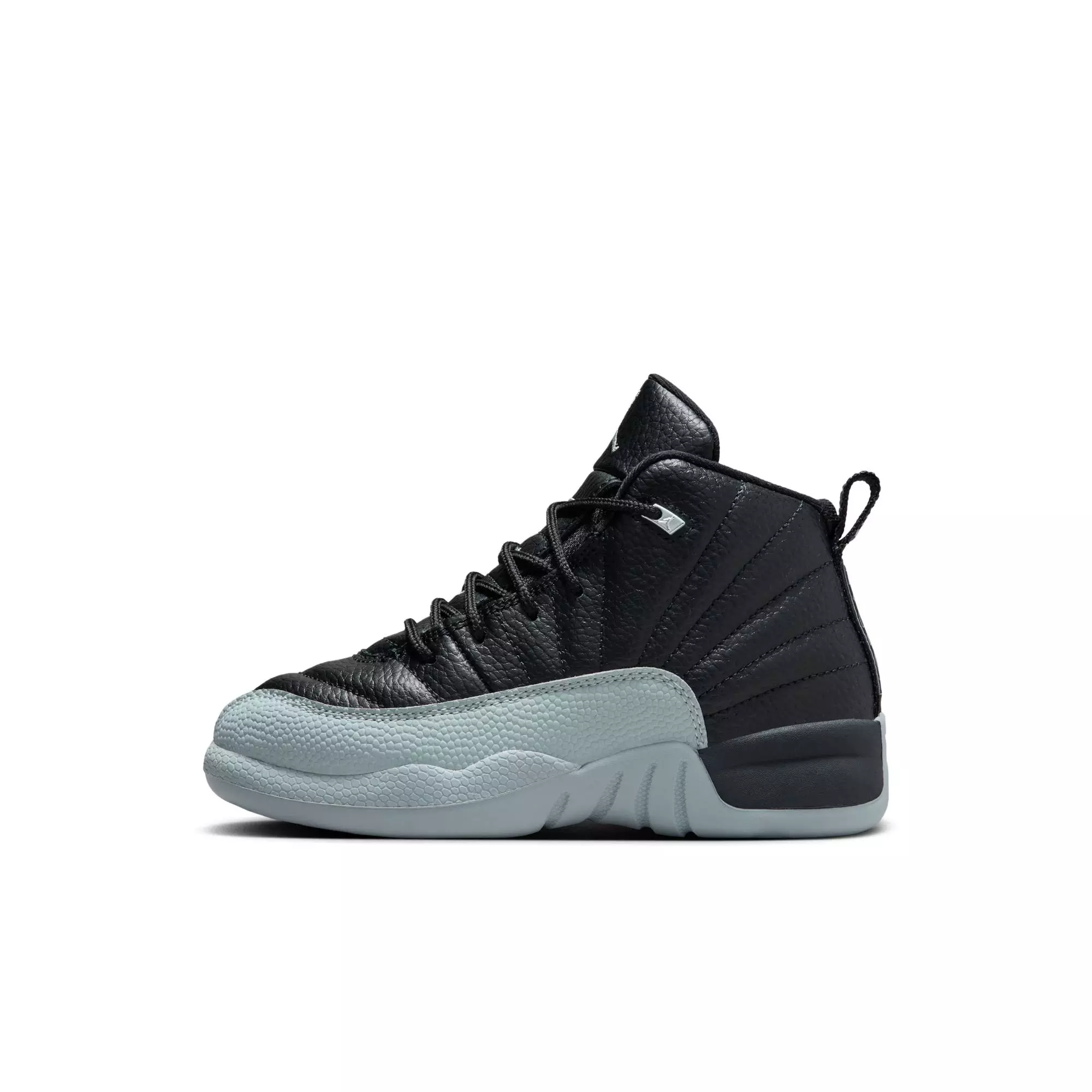 Jordan 12 Retro "Black and Wolf Grey" Preschool Kids' Shoe - BLACK/WOLF GREY/WHITE