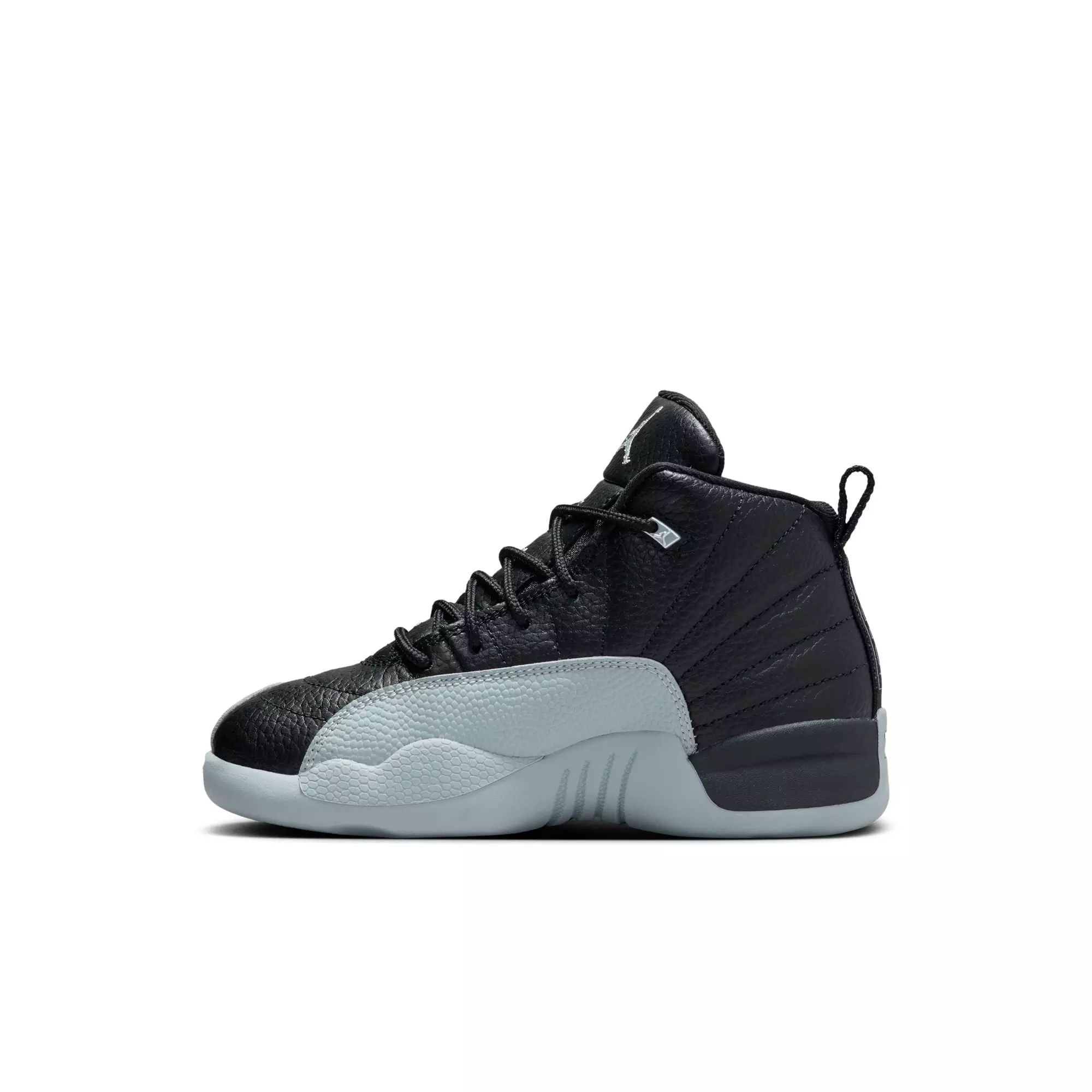 Jordan 12 Retro "Black and Wolf Grey" Preschool Kids' Shoe - BLACK/WOLF GREY/WHITE