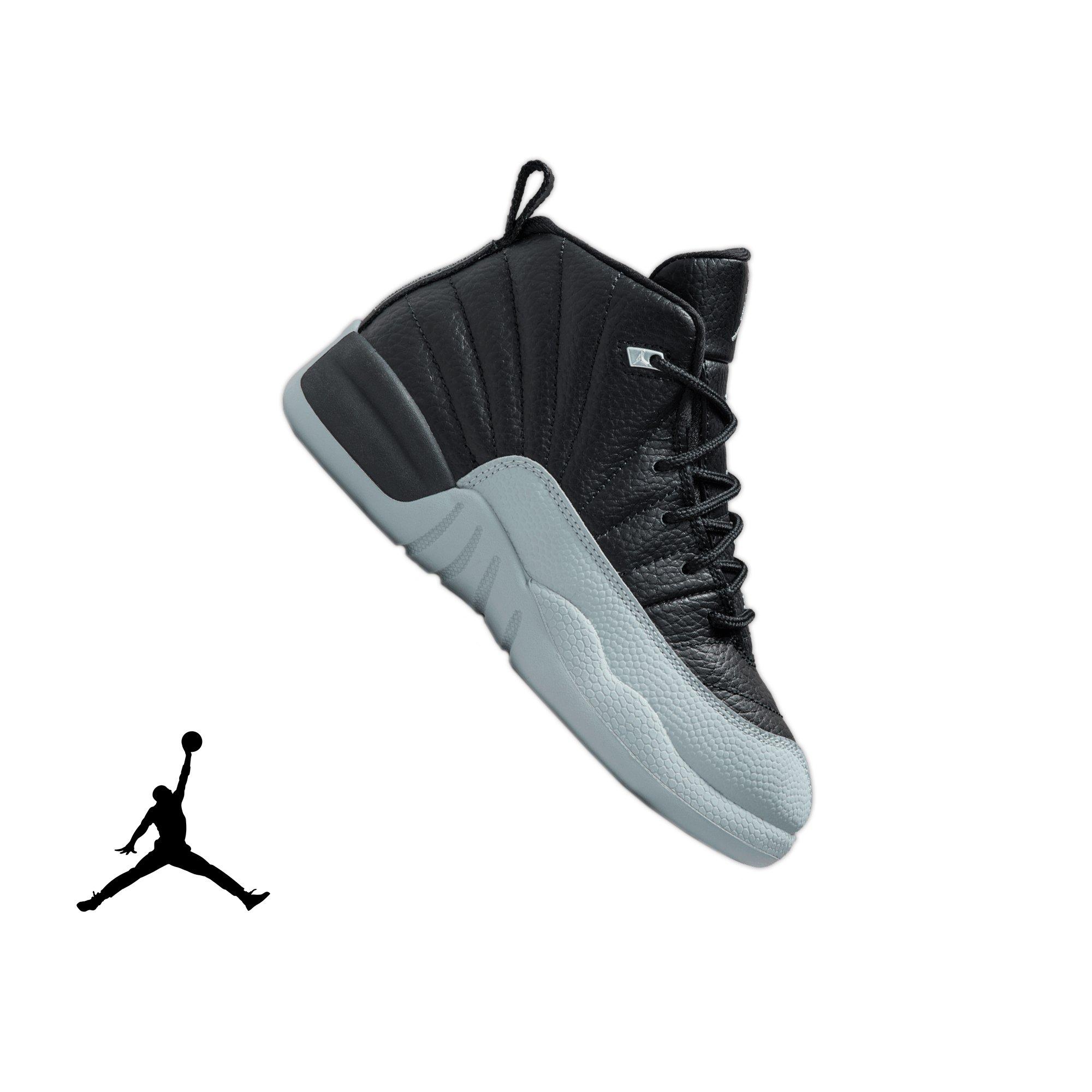 Jordan 12 Retro "Black and Wolf Grey" Preschool Kids' Shoe