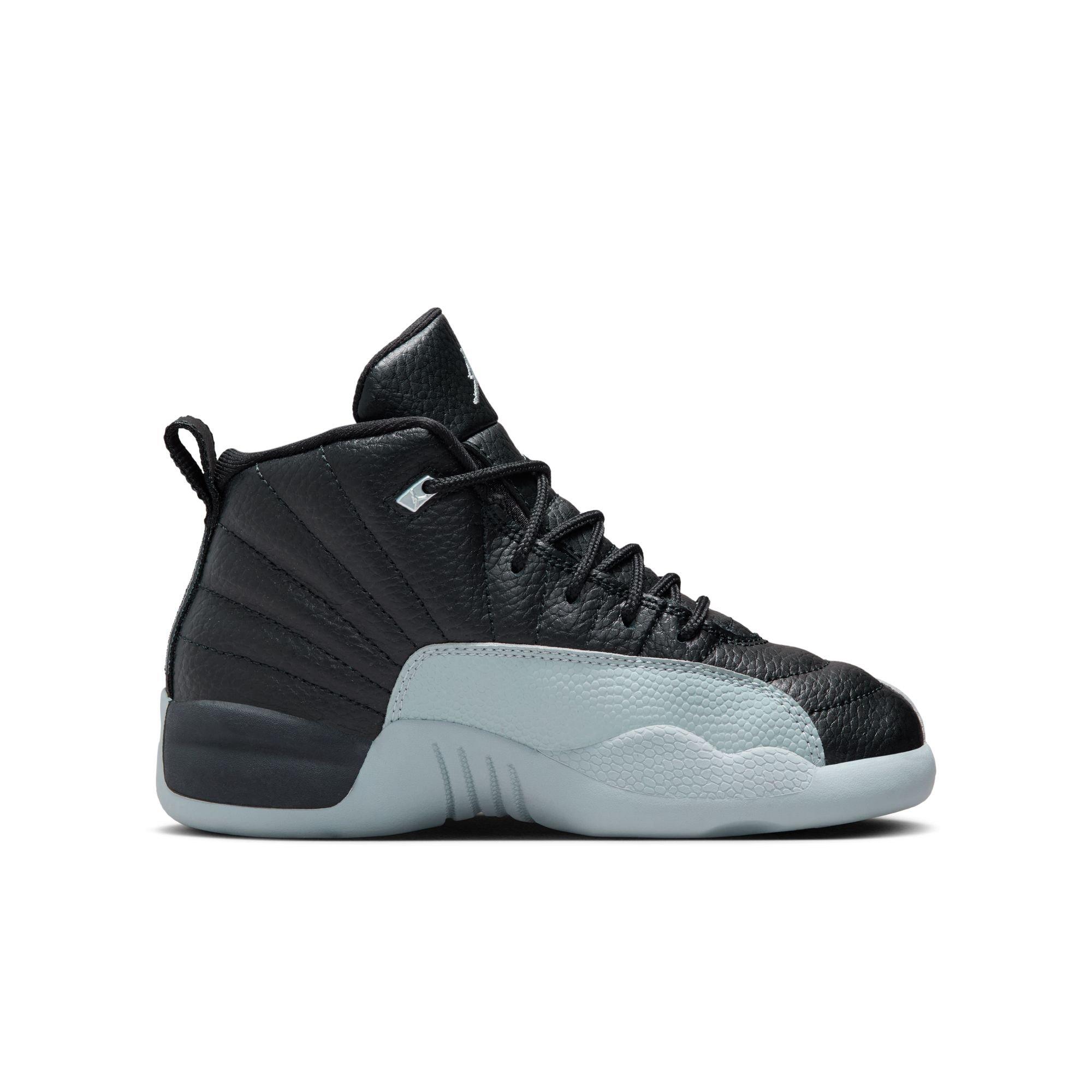 Jordan 12 Retro "Black and Wolf Grey" Preschool Kids' Shoe - BLACK/WOLF GREY/WHITE Thumbnail View 2