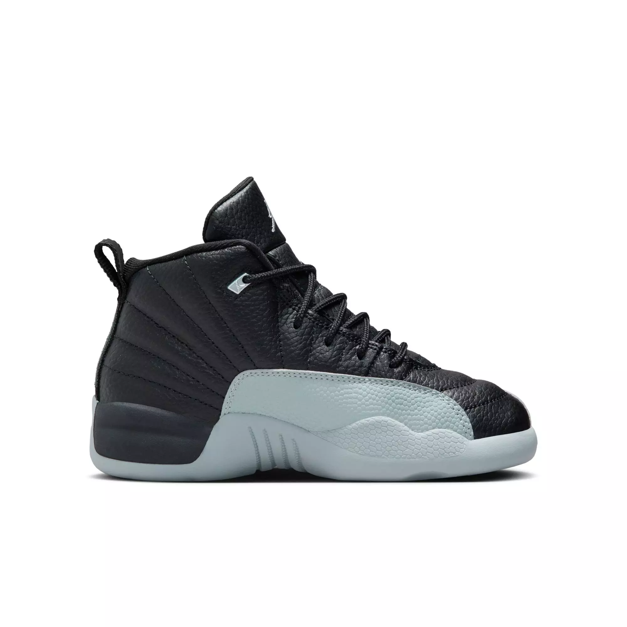 Jordan 12 Retro "Black and Wolf Grey" Preschool Kids' Shoe - BLACK/WOLF GREY/WHITE